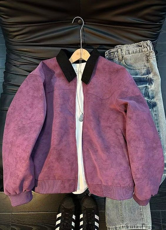 Vintage Vintage Vibes Purple Suede-like Baseball Jacket Size US M / EU 48-50 / 2 - 1 Thumbnail