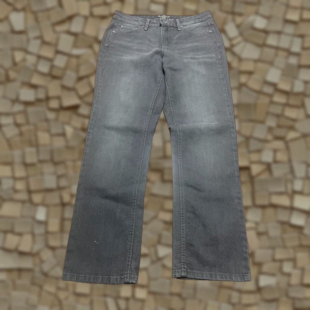 Vintage Ruff Hewn Jeans Women's 10 Petite Black Denim Straight Leg Pockets Size 32" / US 10 / IT 46 - 1 Thumbnail