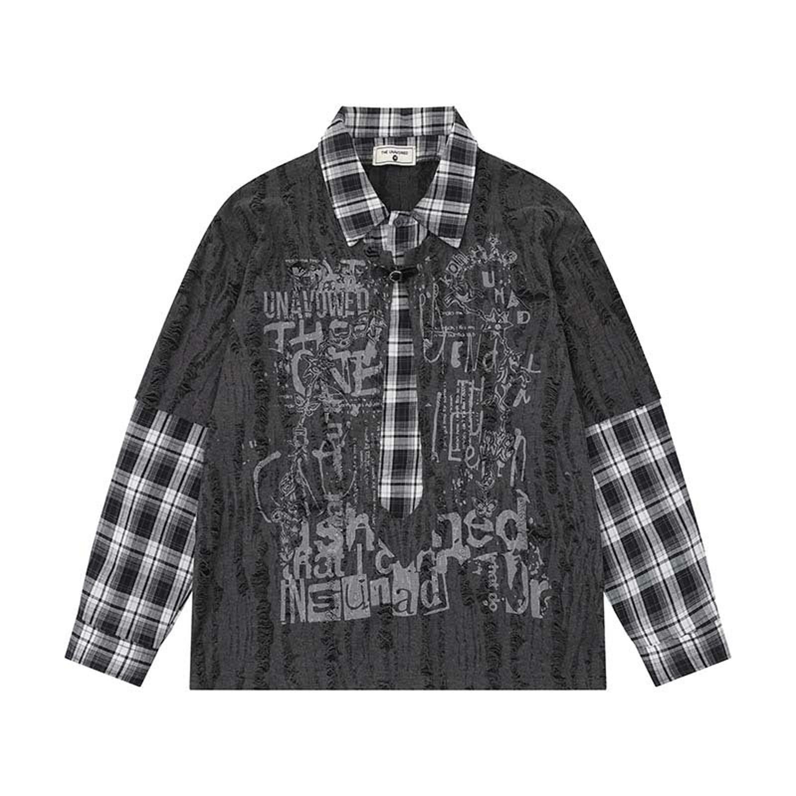 Other Plaid-Collar Faux-Layer Graffiti Typography Shirt Size M / US 6-8 / IT 42-44 - 3 Thumbnail