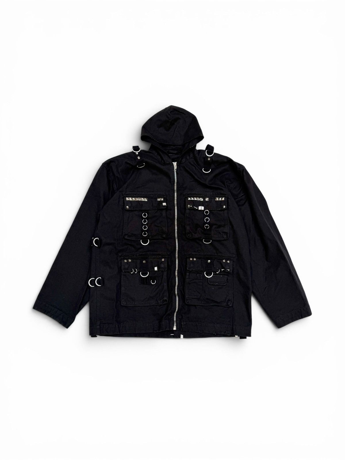 Balenciaga Balenciaga Hooded Studded Zip Up Jacket Black Size US XS / EU 42 / 0 - 1 Thumbnail