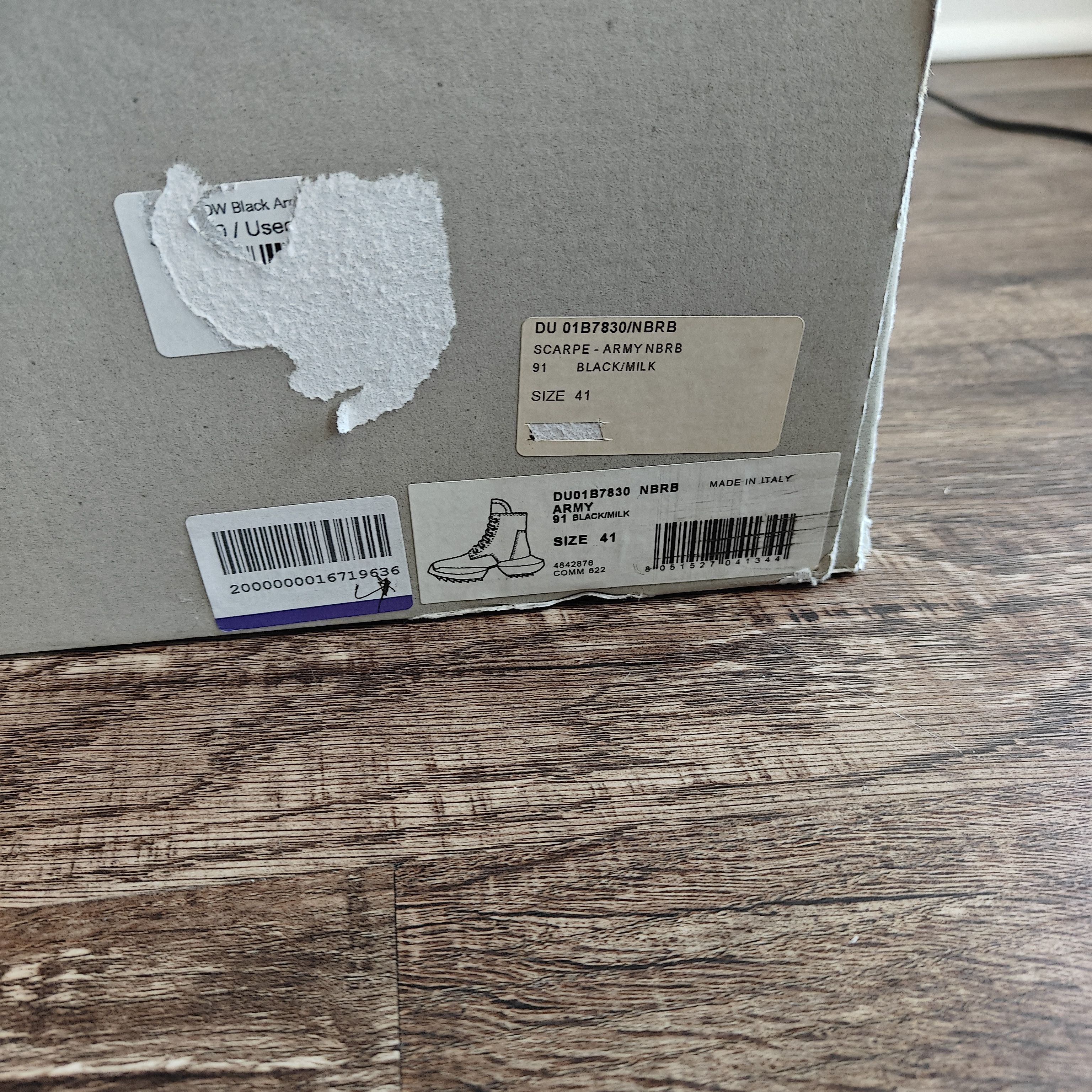 Rick Owens Drkshdw split sole army trainer boots black milk, dustbag Size US 8 / EU 41 - 23 Thumbnail