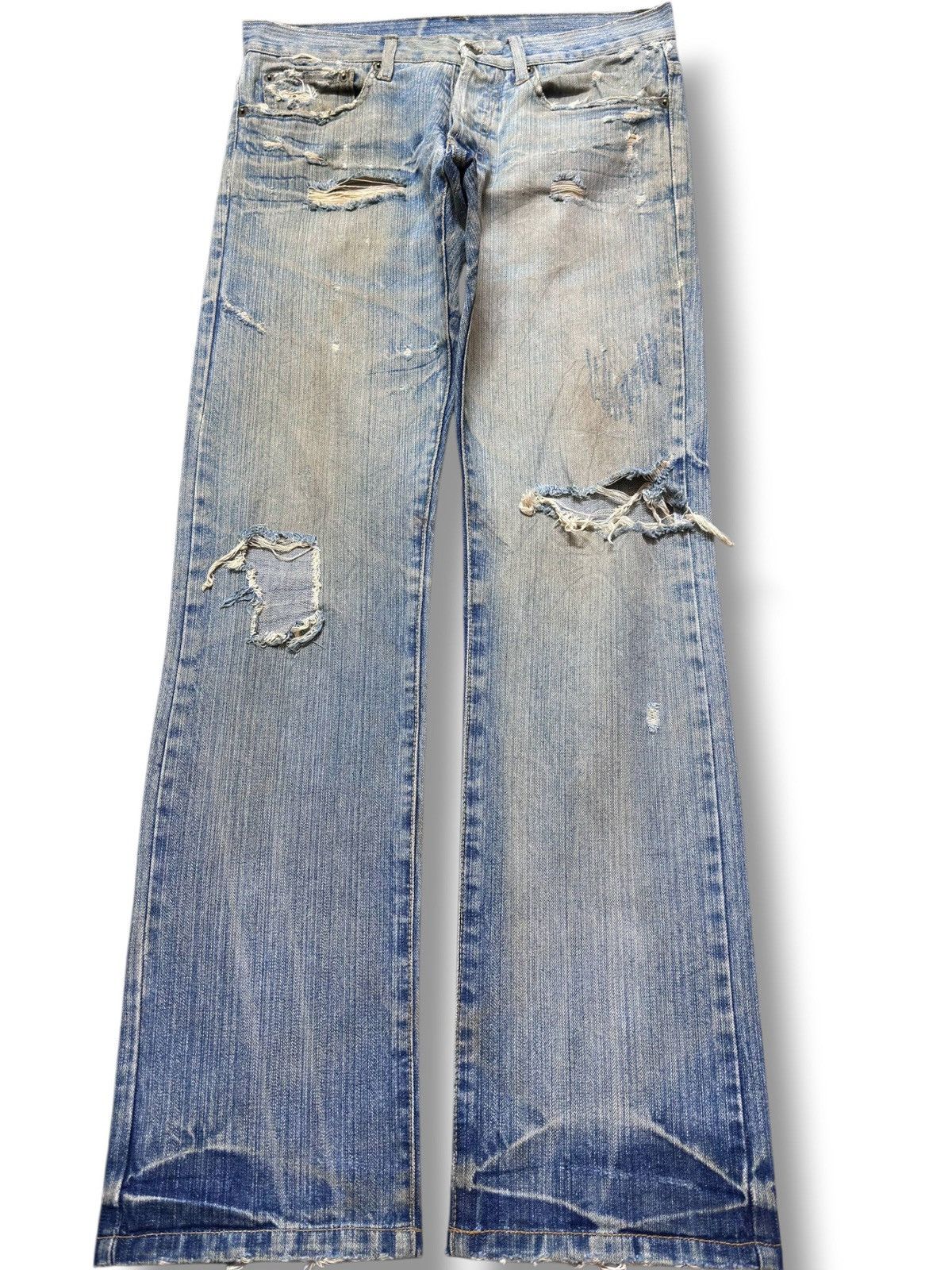 Le Grande Bleu (L.G.B.) Vintage Japanese Brand Mudwash Ripped Grunge Distress Denim Size US 31 - 1 Thumbnail