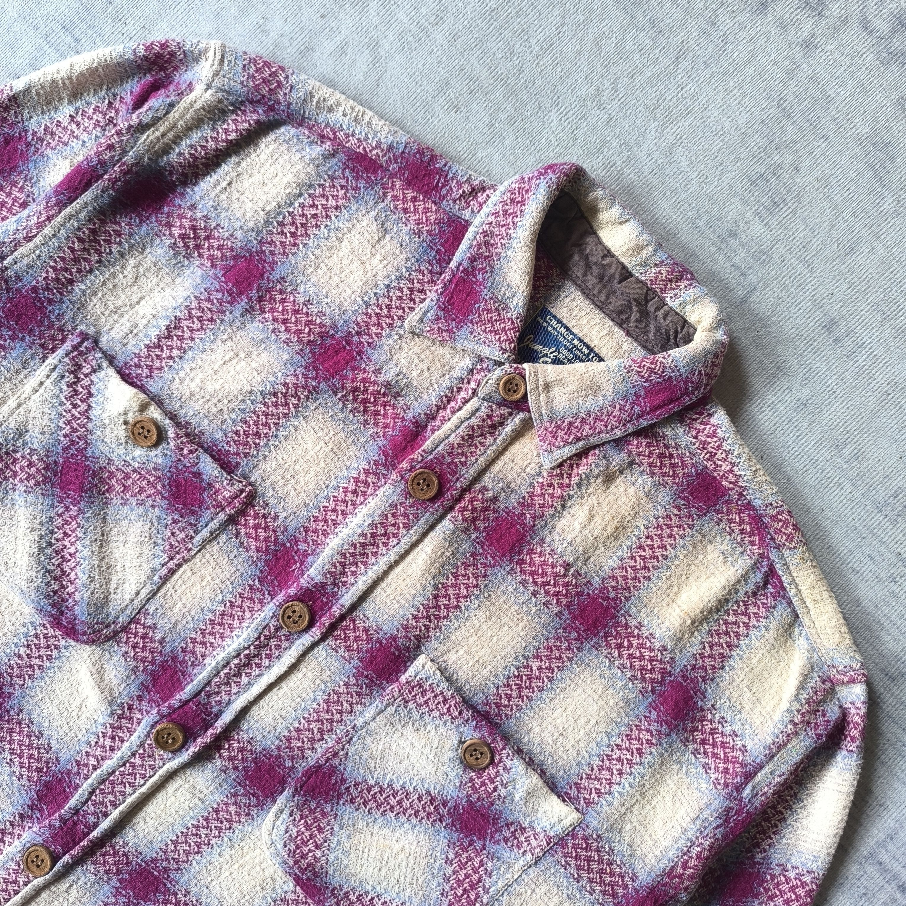 Japanese Brand 💥 Vintage jungle storm shadow plaid work flannel shirt Size US L / EU 52-54 / 3 - 2 Thumbnail