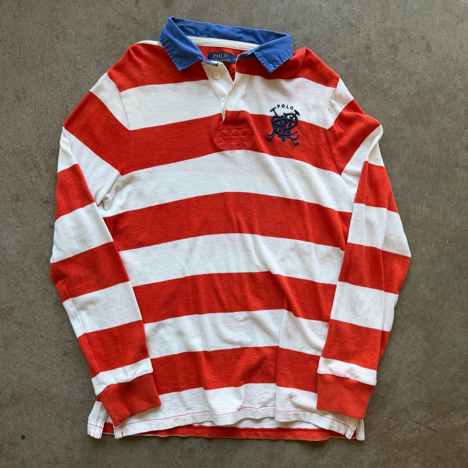 Polo Ralph Lauren Polo Ralph Lauren Orange Striped Rugby L/S Size US L / EU 52-54 / 3 - 1 Thumbnail