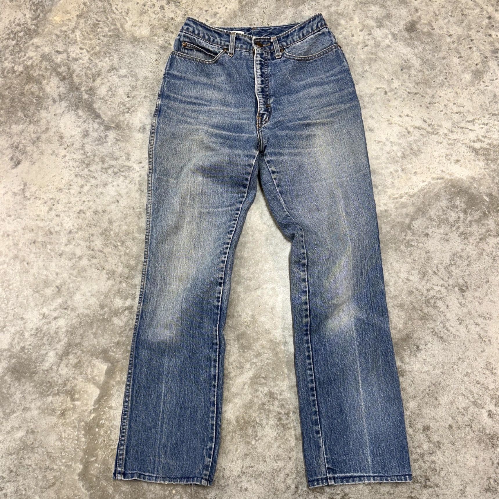 Tony Lama VINTAGE Tony Lama Jeans Womens 9 Blue Denim High Rise Western Cowboy USA 80s Distressed Embroidered Logo Pockets 32in Inseam Mens Women Girls Boys Size 30" / US 8 / IT 44 - 4 Thumbnail