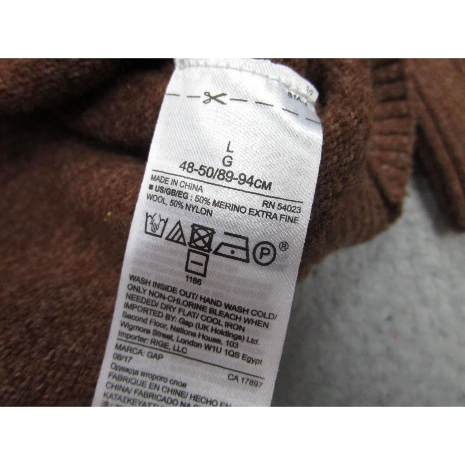 Gap Gap Mens Large Brown Merino Wool Blend Crewneck Knit Pullover Sweater Size US L / EU 52-54 / 3 - 5 Thumbnail