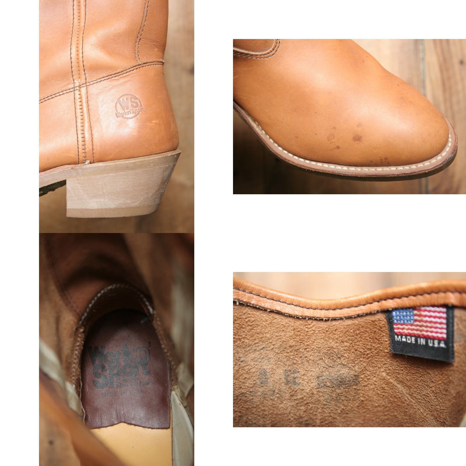 Vintage VINTAGE Work n' Sport Western Boot (Tan) 10" Leather EE Mens 8 Cap Heel; Pull On, US 8, Size 8, Vintage Yes Size US 8 / EU 41 - 8 Thumbnail