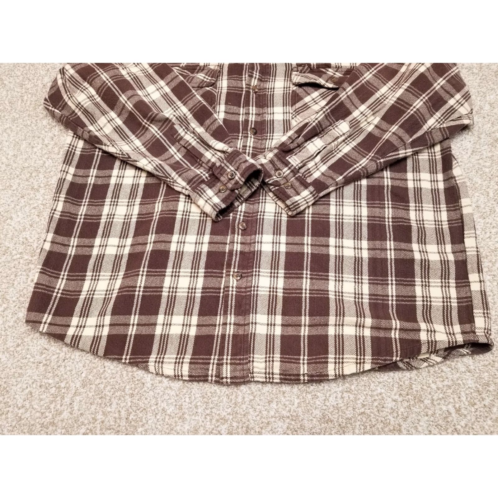 Vintage VINTAGE Old Toledo Workwear Flannel Shirt Mens XLT Brown Plaid Heavy Outdoors Button-Up, Cotton, Long Sleeve, Collared, Casual Mens Size US XL / EU 56 / 4 - 3 Thumbnail