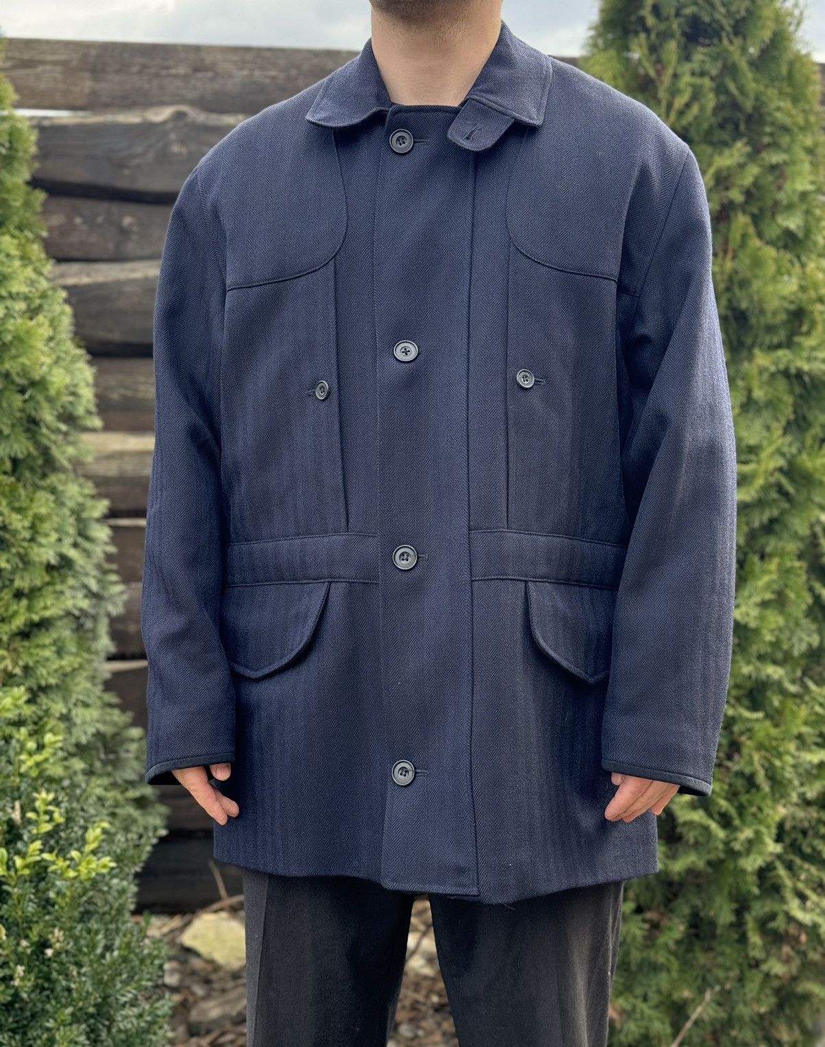 Turnbull & Asser Turnbull Asser Waterproof wool tweed blue coat Size US XL / EU 56 / 4 - 4 Thumbnail