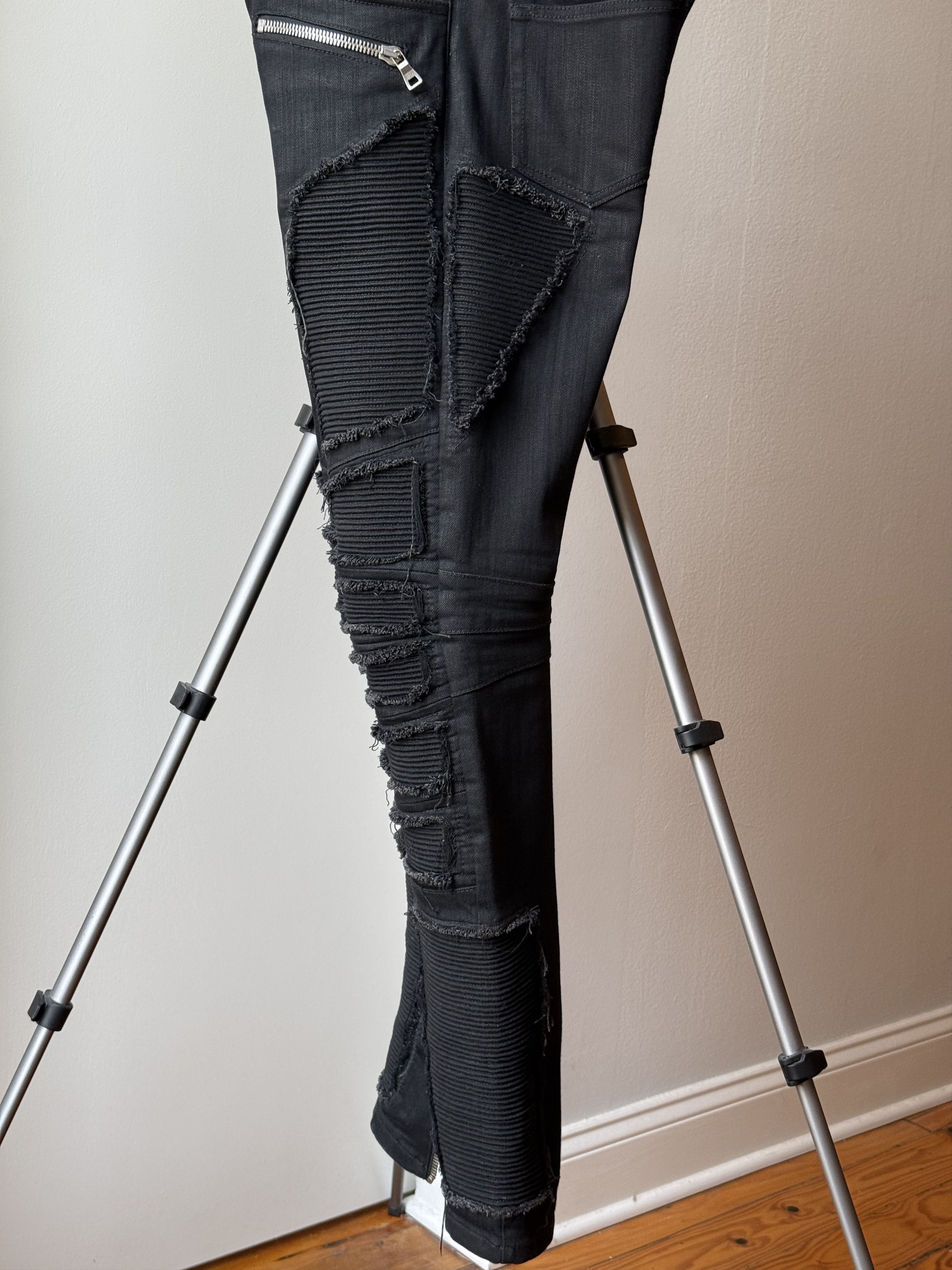 Balmain SS18 Black Ribbed Biker Jeans Size US 33 - 7 Thumbnail