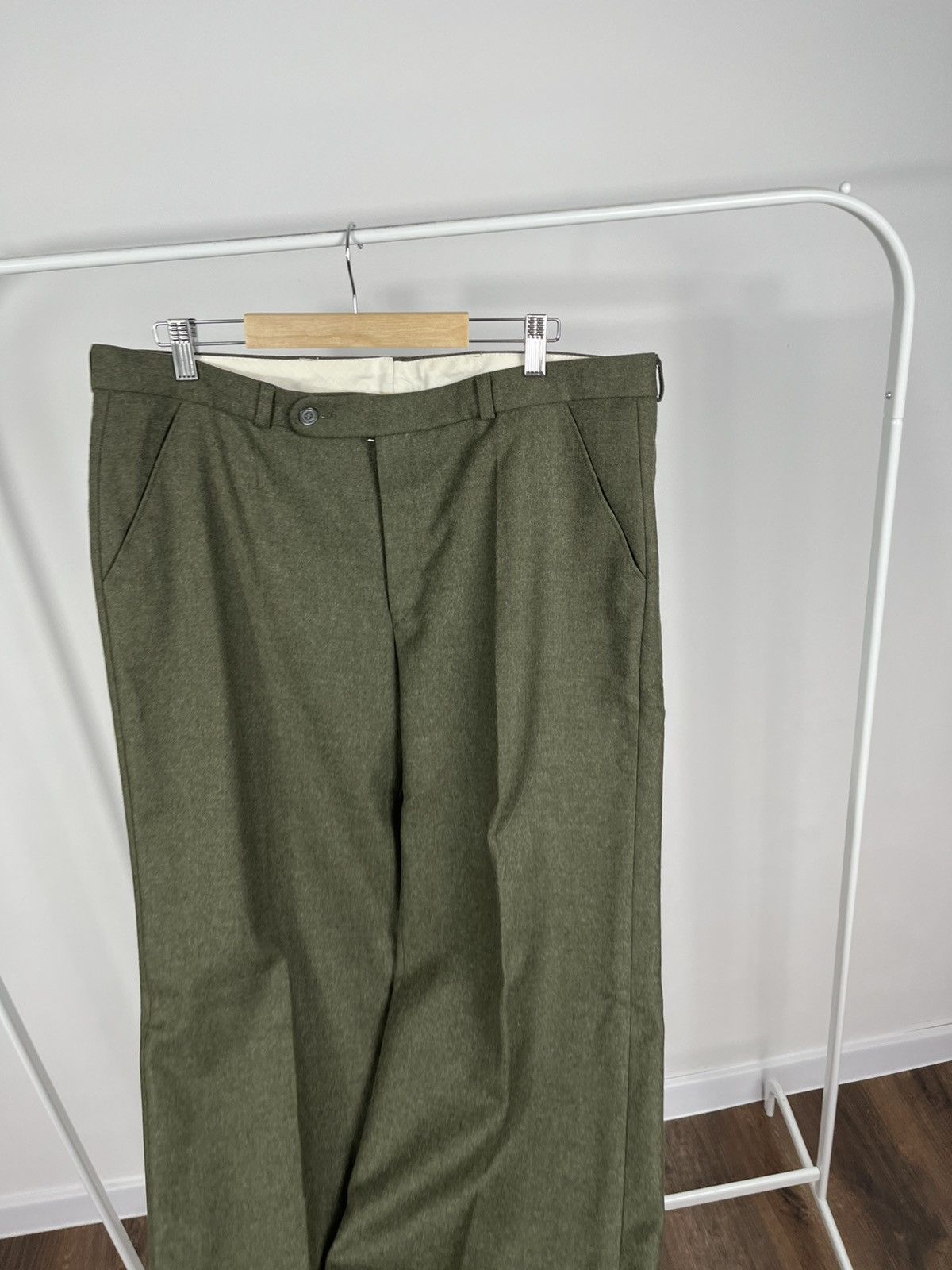 Other Vintage Alfredo Torres Wool Trousers Olive Green Dress Pants Size US 36 / EU 52 - 6 Thumbnail