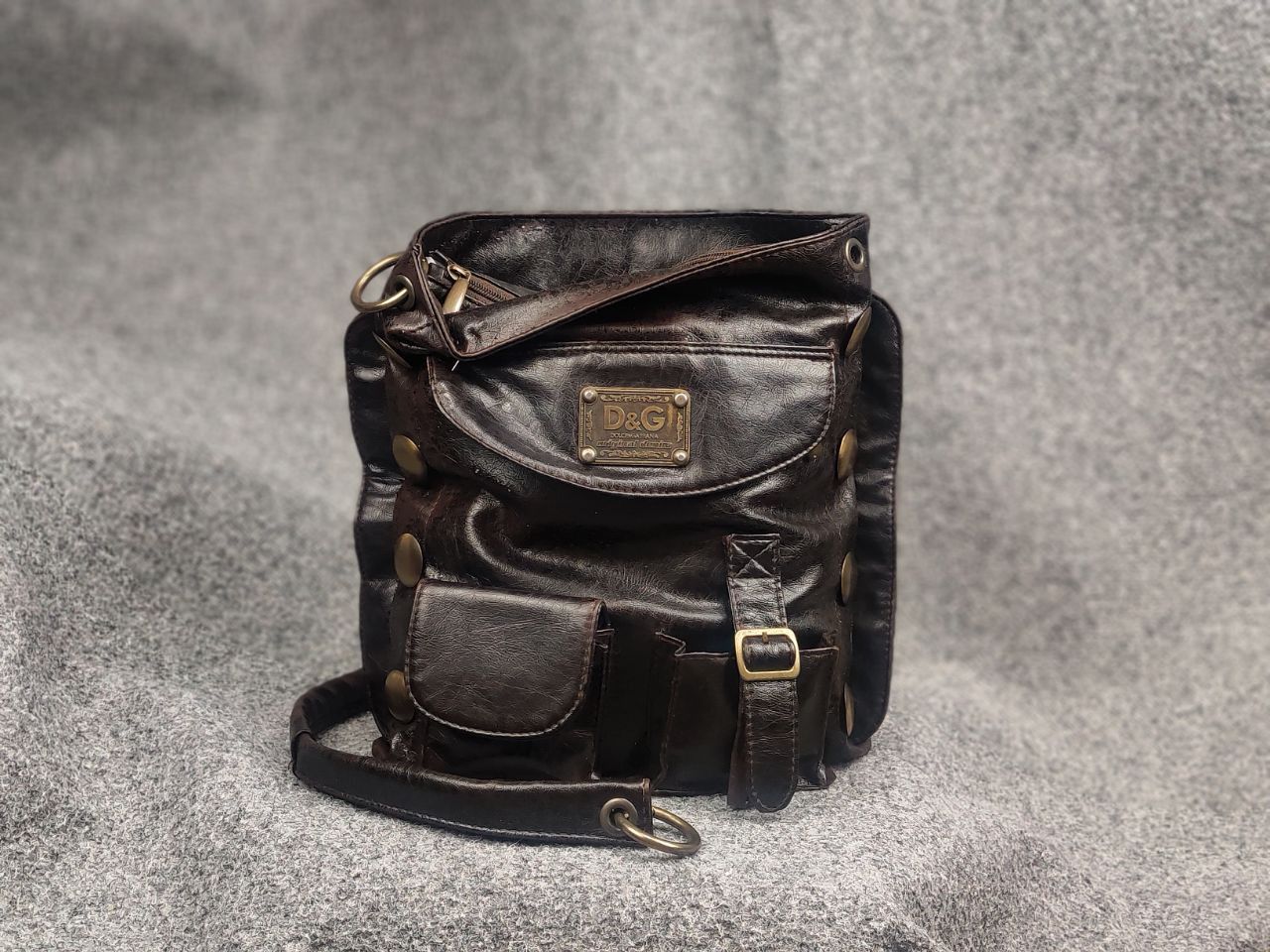 Vintage Dolce & Gabbana Zip faux Leather crossbody Tote Bag