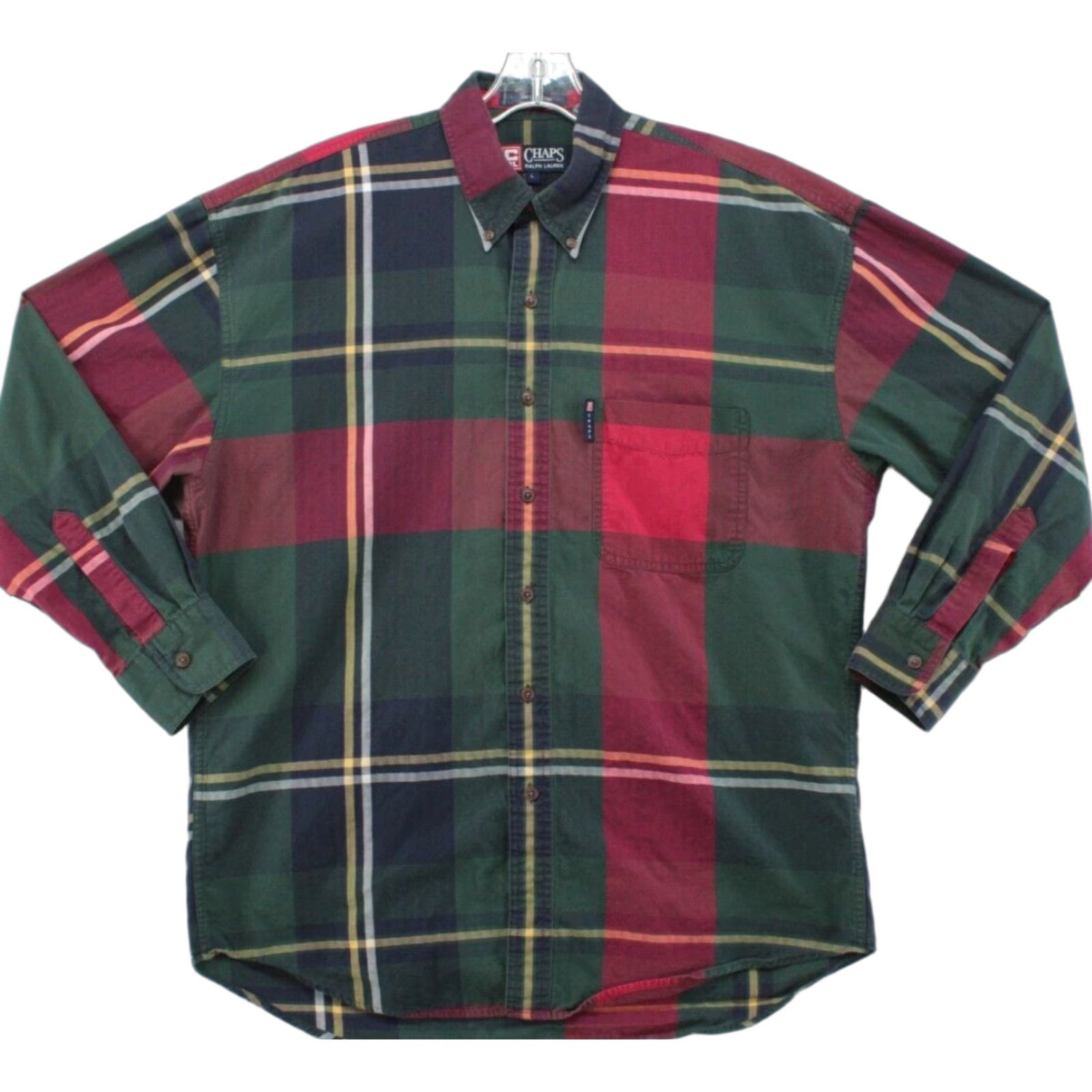chaps ralph lauren dress shirts Vintage Chaps Ralph Lauren Red Short Sleeve Button Up Shirt Size XL  the  basement