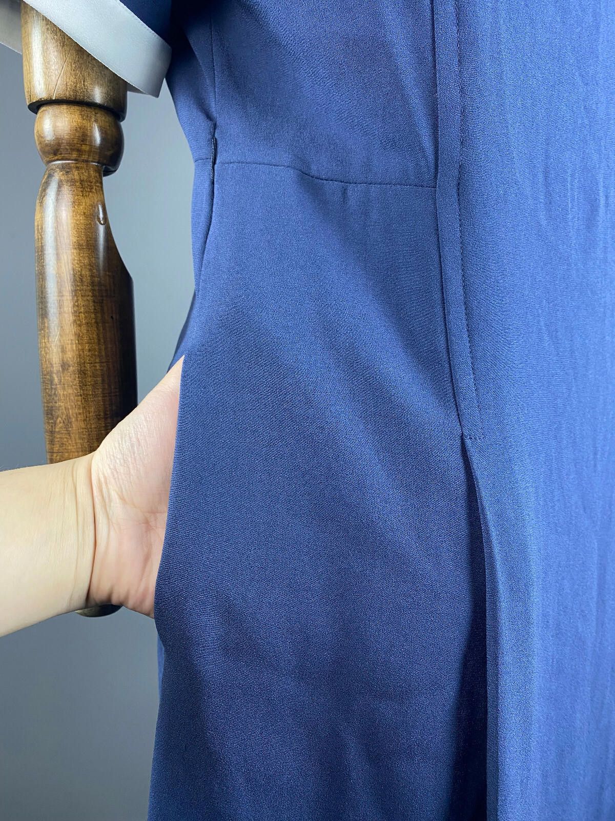Designer Weekend Max Mara Blue Short Sleeve A-Line Midi Dress Size 14 Size XL / US 12-14 / IT 48-50 - 6 Thumbnail