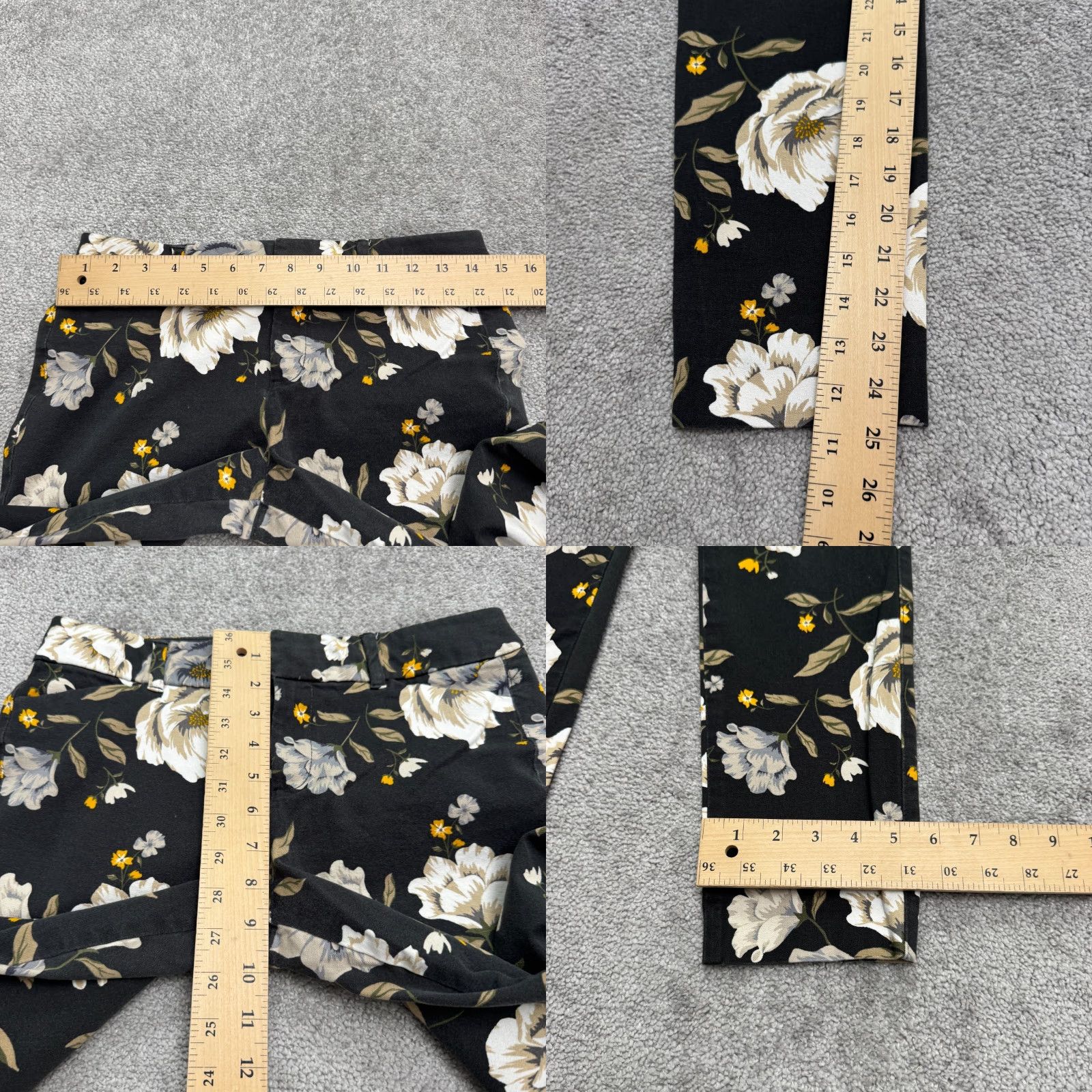 Old Navy VINTAGE Old Navy Women's Cropped Pants Size 6 Gray Floral Stretch Slim Fit Casual Spring Summer Size 28" / US 6 / IT 42 - 8 Thumbnail