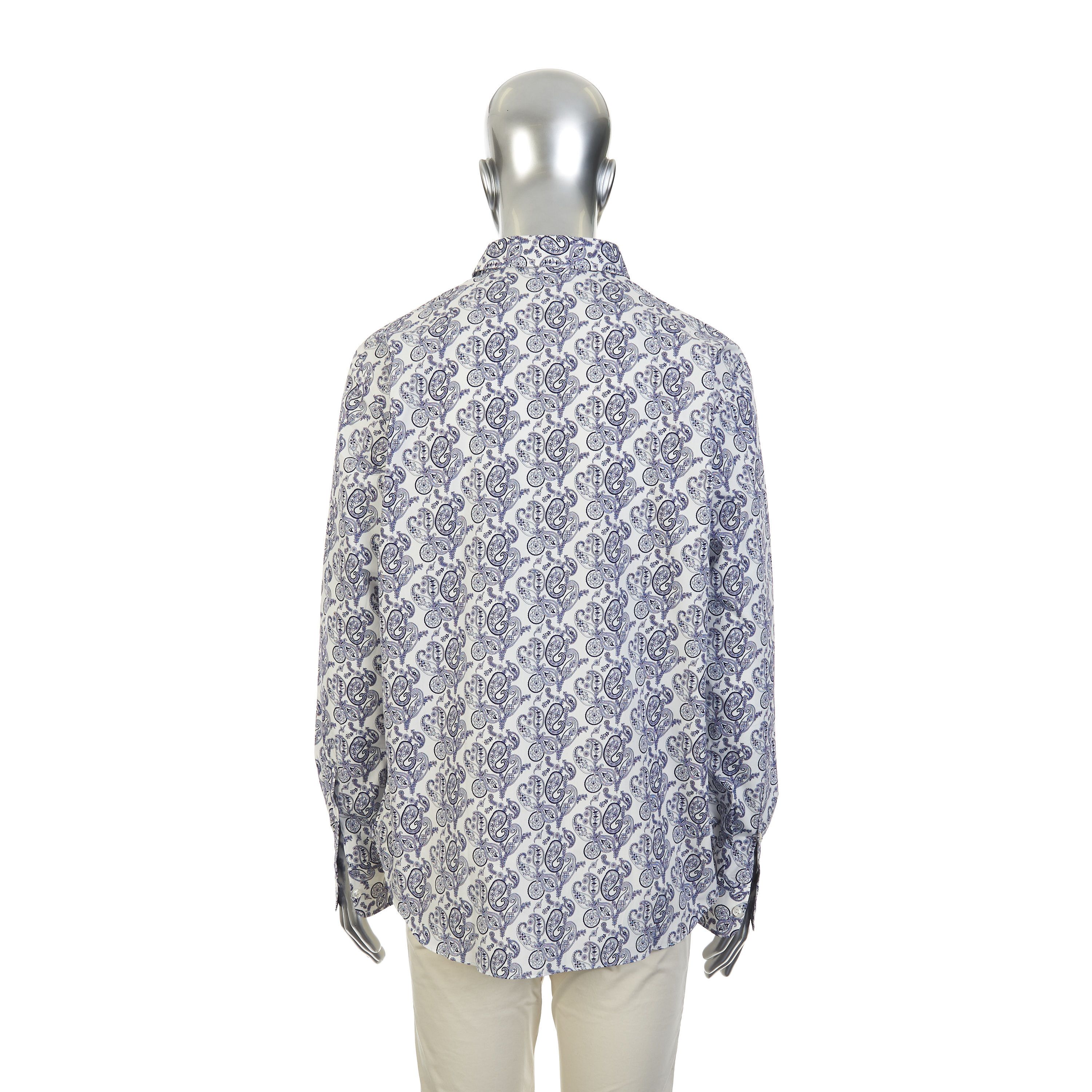 Brioni White Cotton Long Sleeve Shirt With Paisley Print Size US XL / EU 56 / 4 - 6 Thumbnail