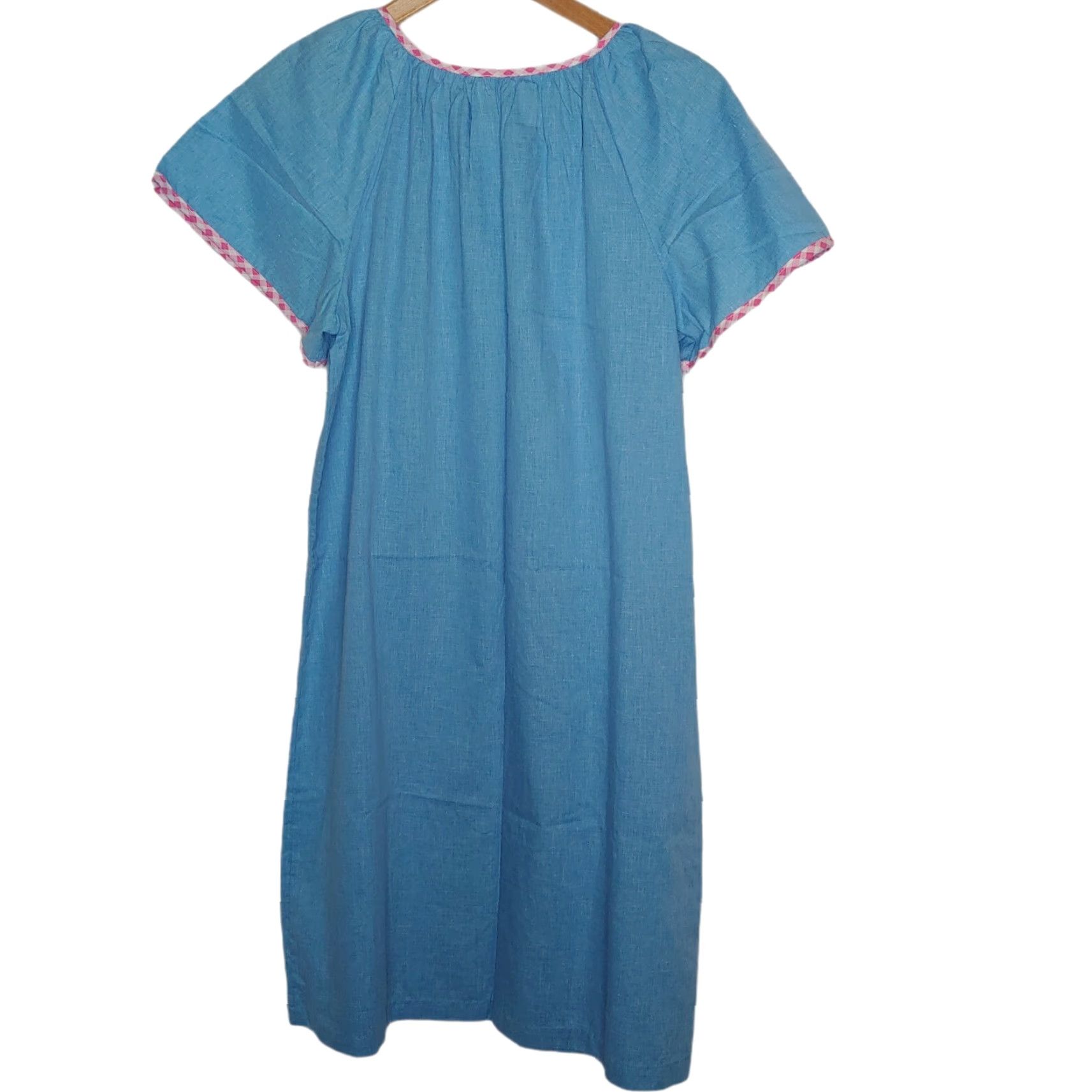Vintage VINTAGE Lightweight Cotton Womens Medium Nightgown Gown Blue Heart Retro Snap Front Size M / US 6-8 / IT 42-44 - 3 Thumbnail