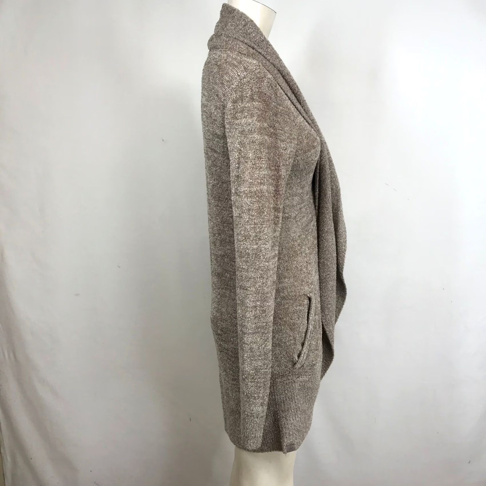 Vintage Barefoot Dreams Cardigan Duster Cozy Chic Lite Open-Knit Pockets Shawl Collar Long Sleeve XS S Beige Womens Casual Fall Winter Knit Open Size XS / US 0-2 / IT 36-38 - 4 Thumbnail