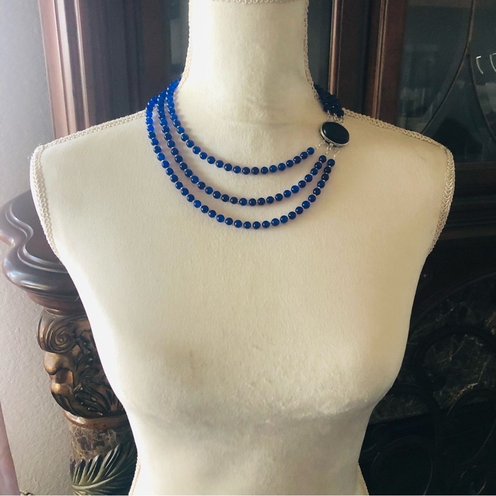 Handmade Handcrafted lazurite bead oval lapis stone clasp necklac Size ONE SIZE - 5 Thumbnail