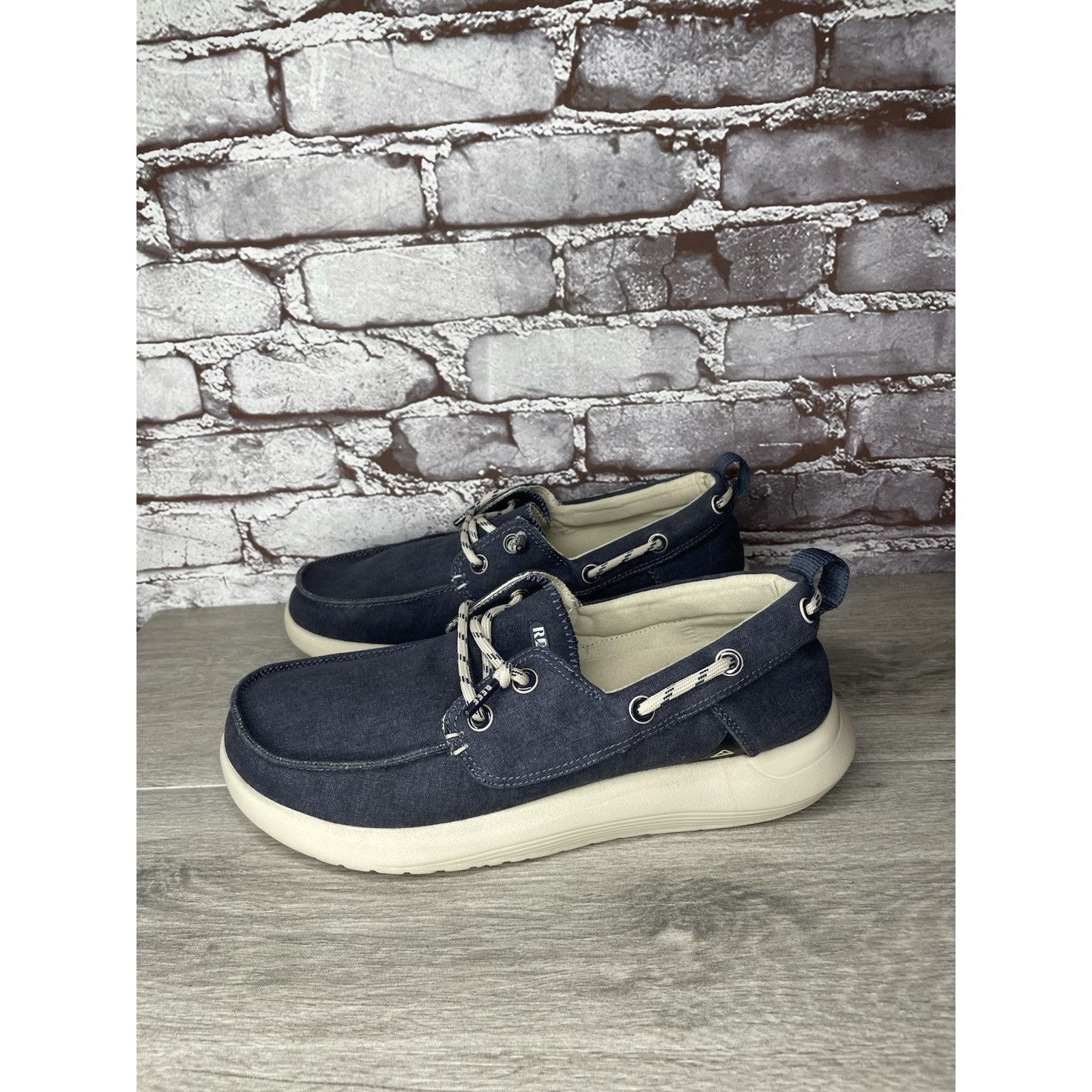REEF Reef Swellsole Pier Shoes Navy Blue Canvas Fabric Boat Shoes Size US 11 / EU 44 - 6 Thumbnail