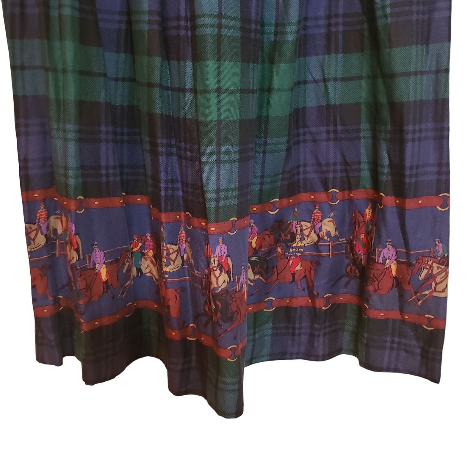 Vintage Vintage Horseracing Midi Skirt Womens Size 6 Green Blue West Size 28" / US 6 / IT 42 - 2 Thumbnail