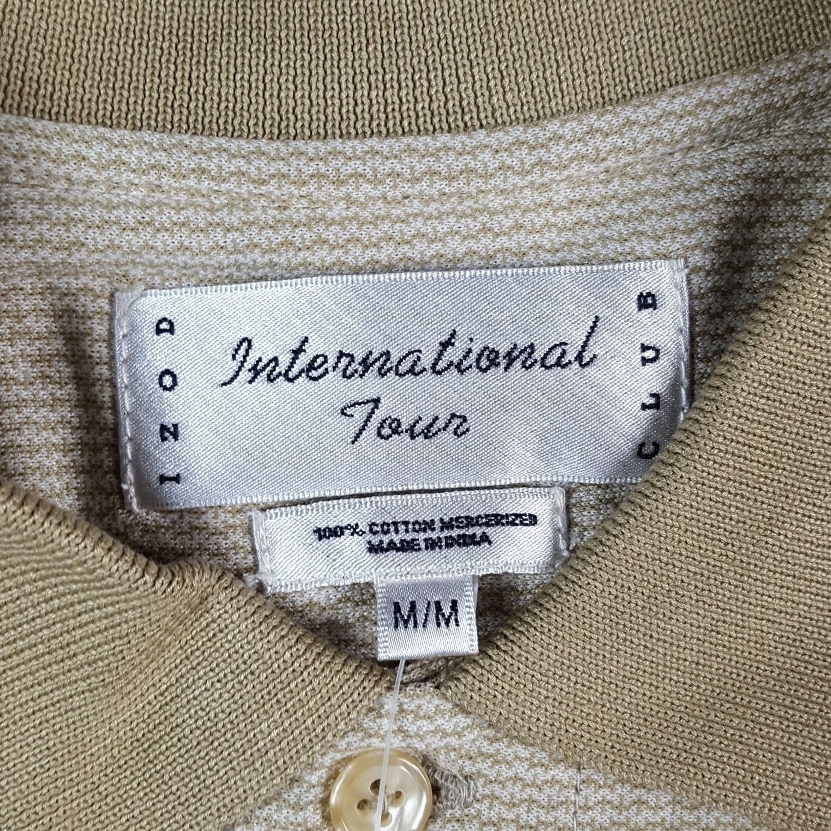 Izod VINTAGE IZOD Polo Shirt Men M Striped Beige Cotton Knit Collared Button Short Sleeve 90s Preppy Grunge Y2K Capable Size M Size US M / EU 48-50 / 2 - 6 Thumbnail