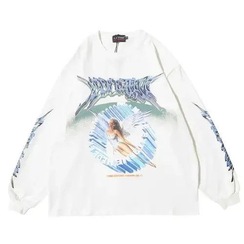 VIBE Fly Angel Oversized Printed Vintage T-Shirt Long Sleeve Size US M / EU 48-50 / 2 - 1 Thumbnail