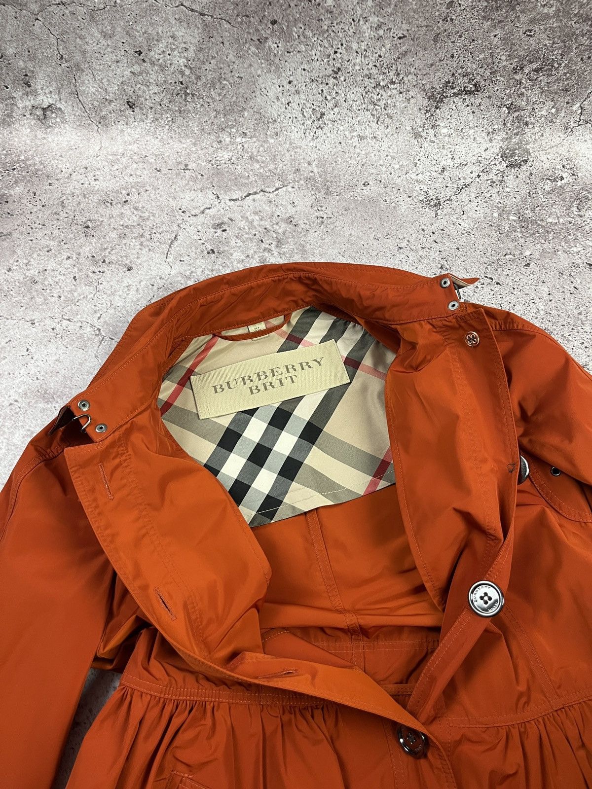 Burberry Burberry Brit Orange Trench Coat Nova Check Lightweight Size S / US 4 / IT 40 - 12 Thumbnail