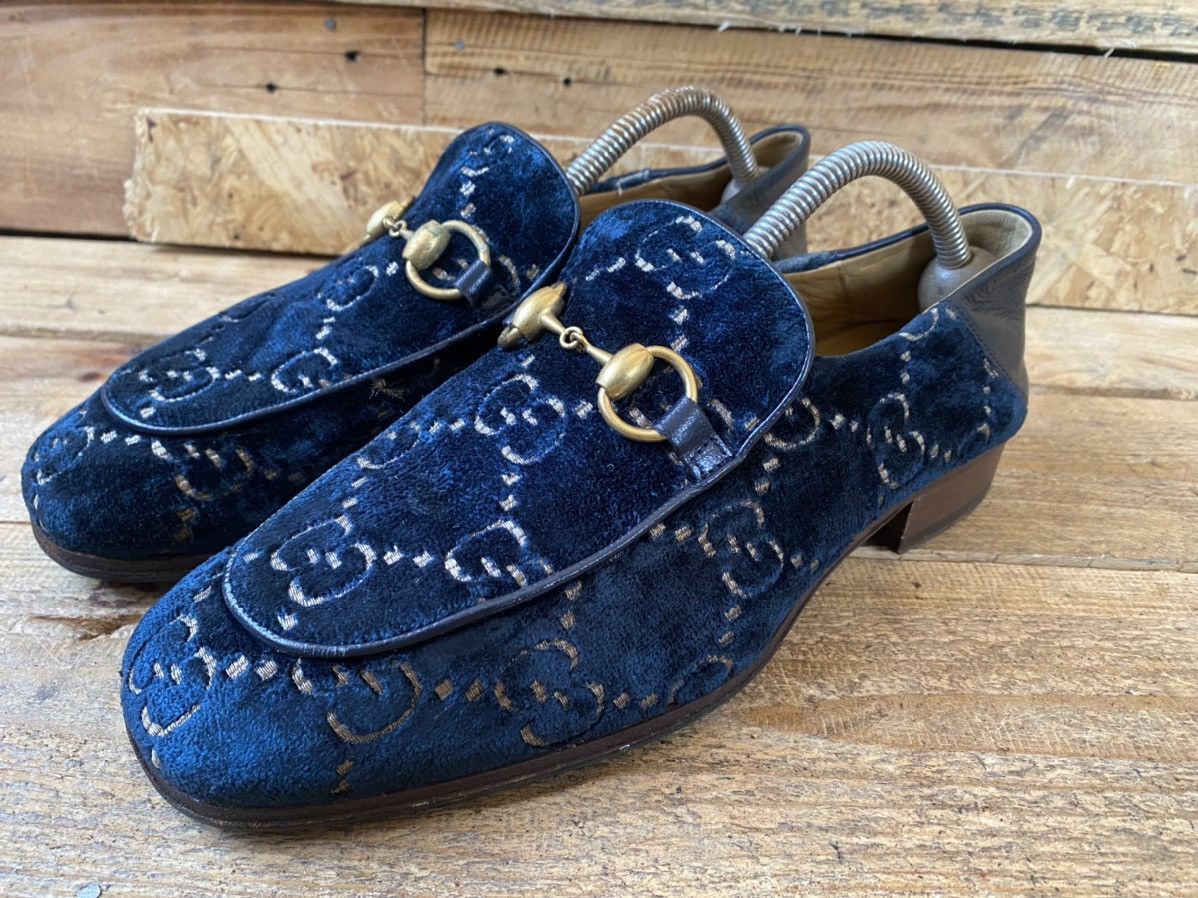 Designer × Gucci Gucci horsebit monogram velvet GG LOGO slip on loafers Uk6 Size US 7 / EU 40 - 7 Thumbnail