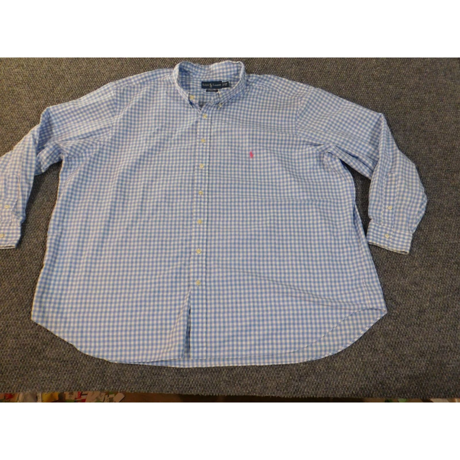 Ralph Lauren Ralph Lauren Shirt Mens Big 4X Blue Plaid Button-Up Casual Collared Knit Cotton Long Sleeve American Pony Button-Down Pocketed Size US XXL / EU 58 / 5 - 3 Thumbnail