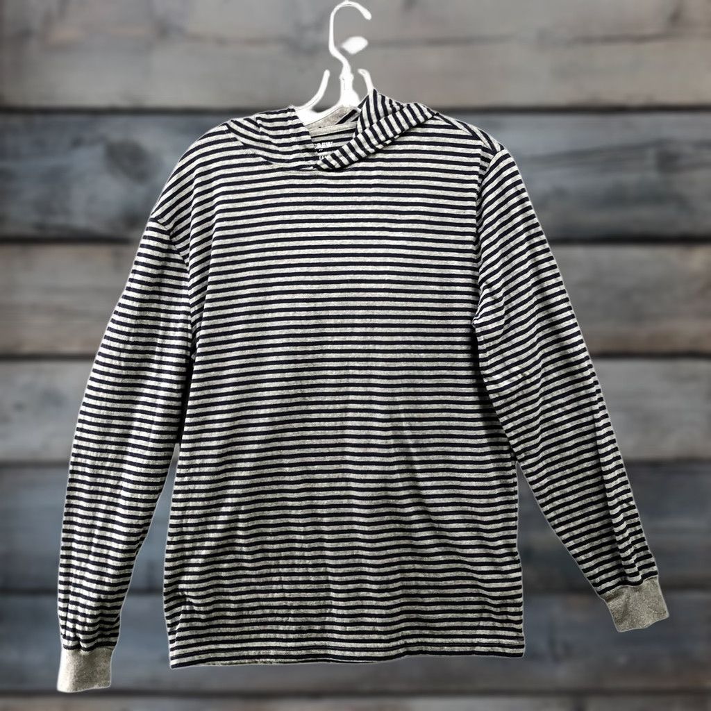 J.Crew J.CREW Washed Jersey Hoodie T Shirt Mens S Blue Gray Striped Lightweight Size US S / EU 44-46 / 1 - 1 Thumbnail
