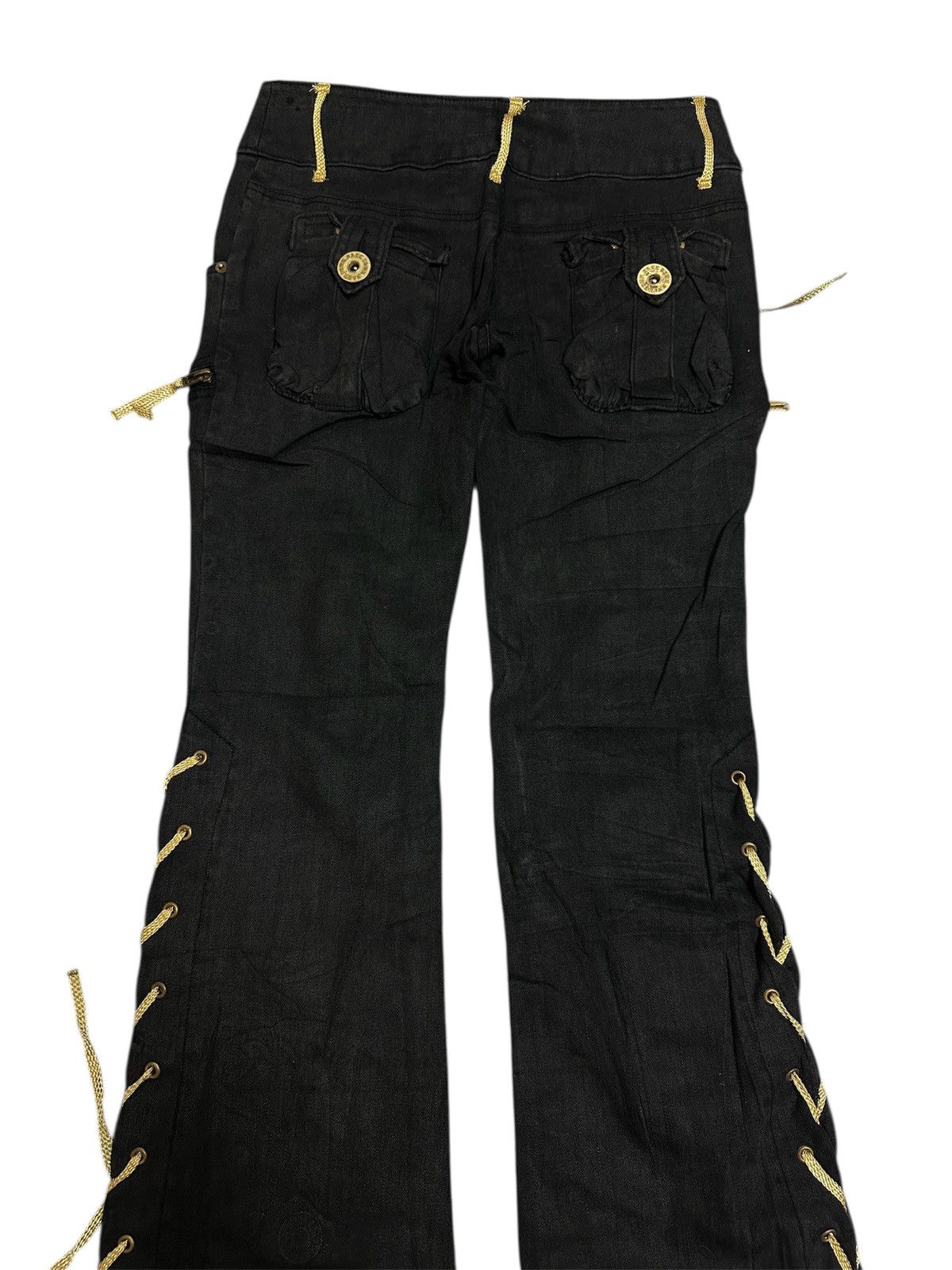 Japanese Brand FALL DOWN Lace-Up Flare Pants Size US 28 / EU 44 - 3 Thumbnail
