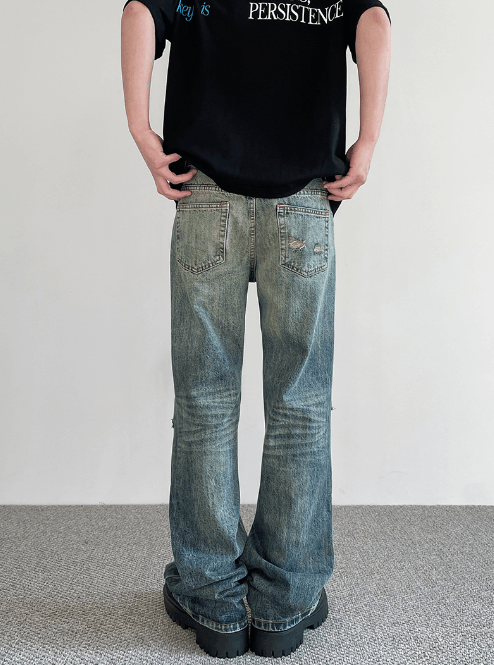 Japanese Brand American retro street distressed flared ripped jeans y2k Size US 32 / EU 48 - 5 Thumbnail