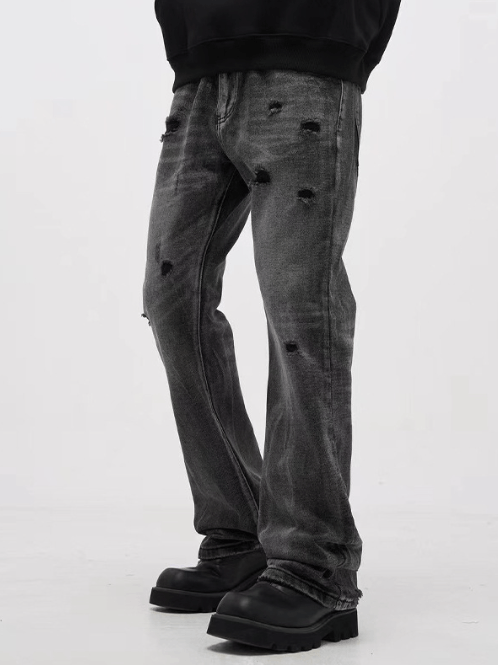 Japanese Brand American high street black washed ripped jeans y2k Size US 32 / EU 48 - 3 Thumbnail