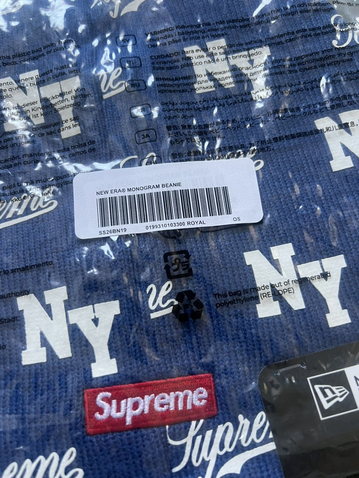Supreme Supreme New Era Monogram Beanie Royal Size ONE SIZE - 3 Thumbnail