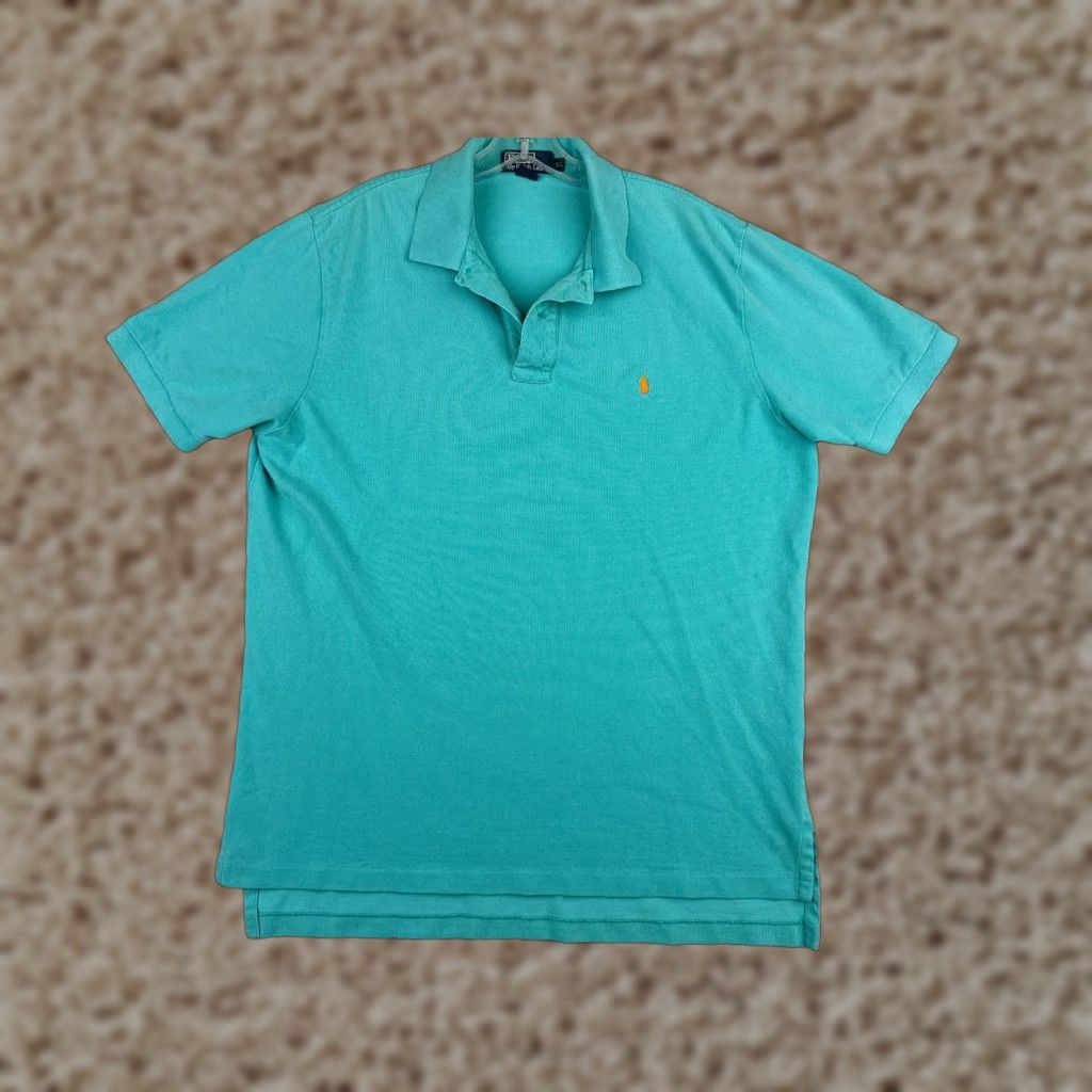 Ralph Lauren VINTAGE Ralph Lauren Polo Shirt Men XL Blue 100% Cotton Jersey Polo Shirt Mod ern American Sports Mens Size US XL / EU 56 / 4 - 1 Thumbnail