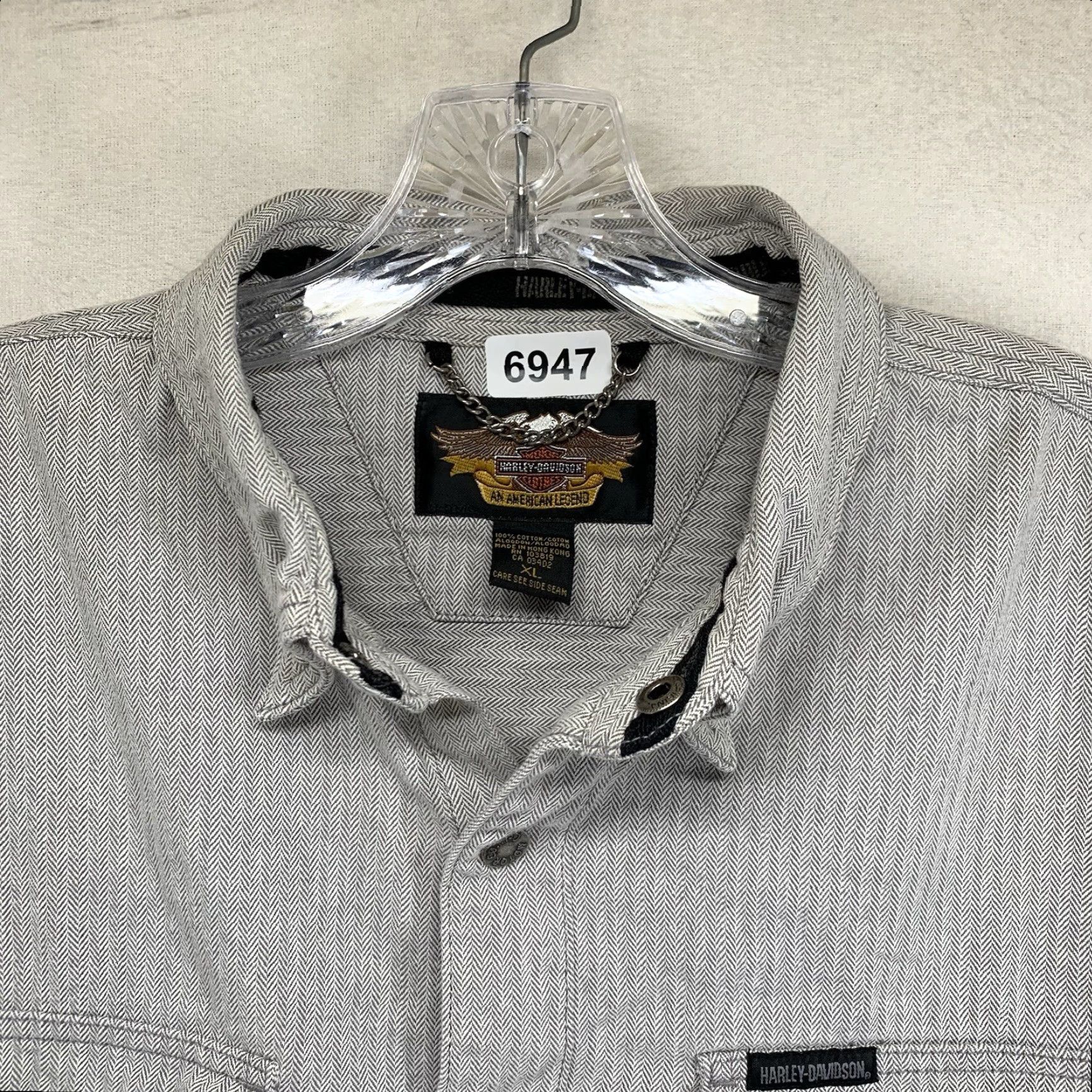 Harley Davidson VINTAGE Harley-Davidson Men’s XL Button-Up Shirt Casual Biker Motorcycle Short Sleeve Gray Cotton Size US XL / EU 56 / 4 - 6 Thumbnail
