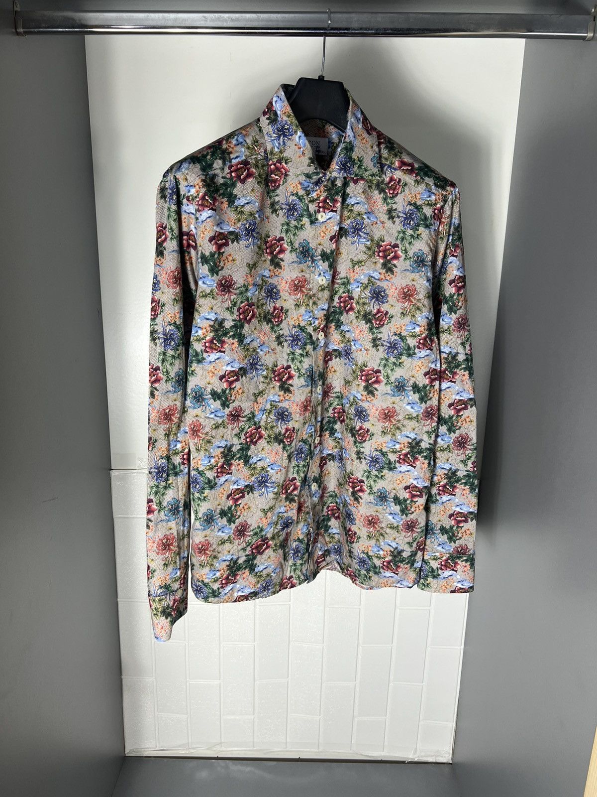 Eton × Vintage VERY RARE ETON ITALIAN DESIGNER FLOWER LONG SLEEVE SHIRT Size US M / EU 48-50 / 2 - 2 Thumbnail