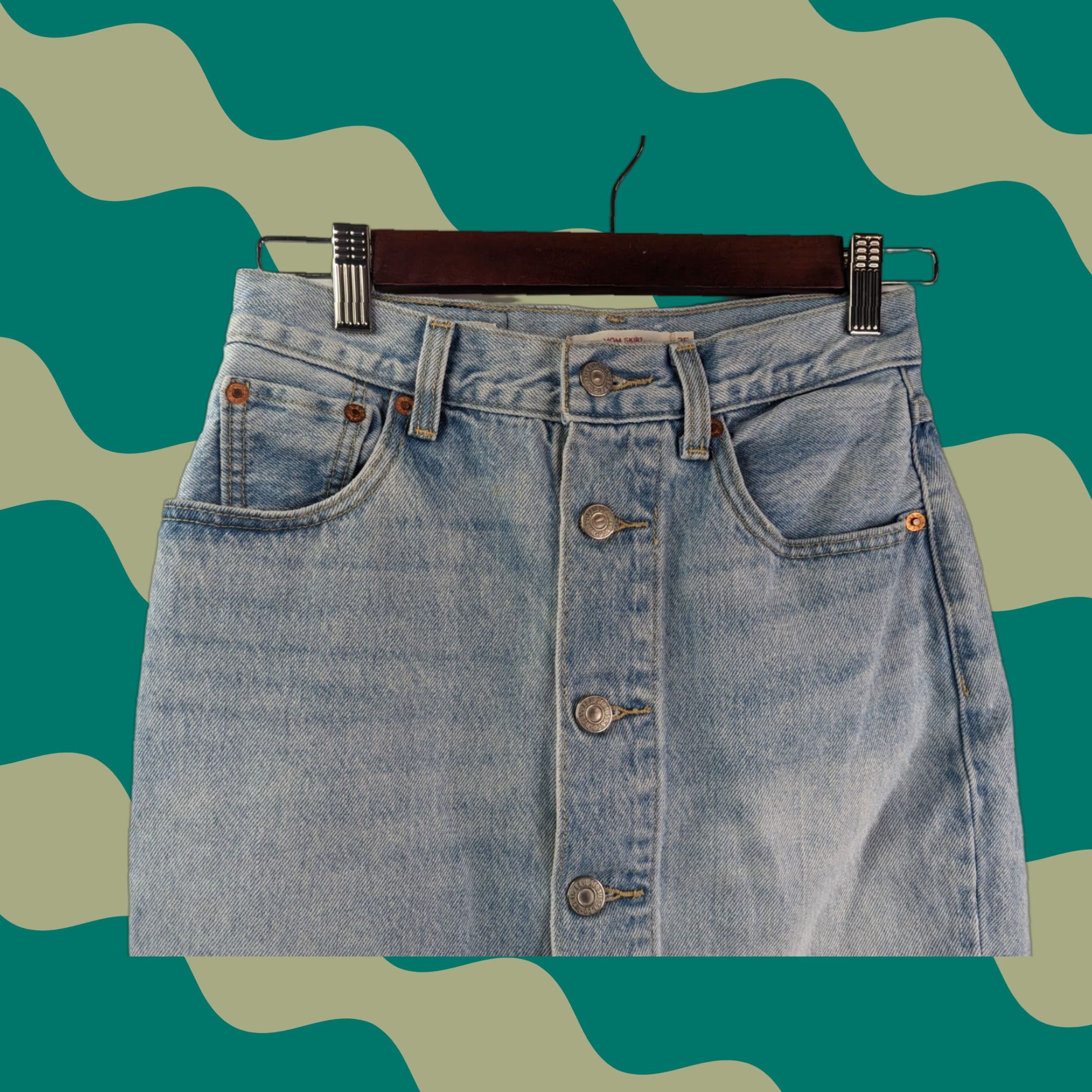 Levi's Levi's Premium Denim Skirt Short Vintage? No. Big E Red Tab Stretch Blue Denim 25 Women Cotton Blend Denim Skirt Zip Casual Size 42" / US 20 - 1 Thumbnail
