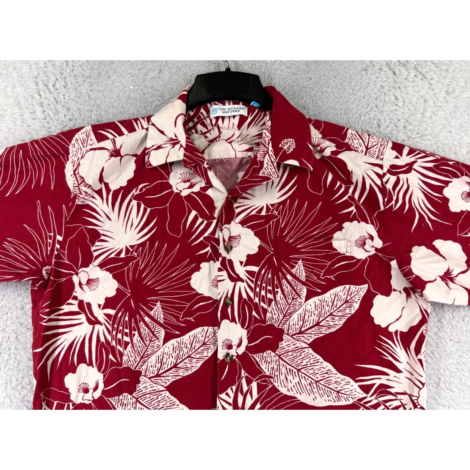 Tori Richard Tori Richard Shirt Men Large Red Floral Palm Button-Up Cotton Size US L / EU 52-54 / 3 - 6 Thumbnail