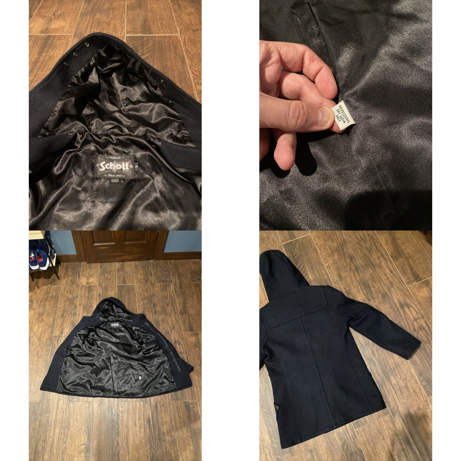 Schott SCHOTT NYC Wool Duffle Coat Blue Hood Toggle Buttons Hood Canada Womens Small Satin Lining Winter Coat Vintage No Size S / US 4 / IT 40 - 8 Thumbnail