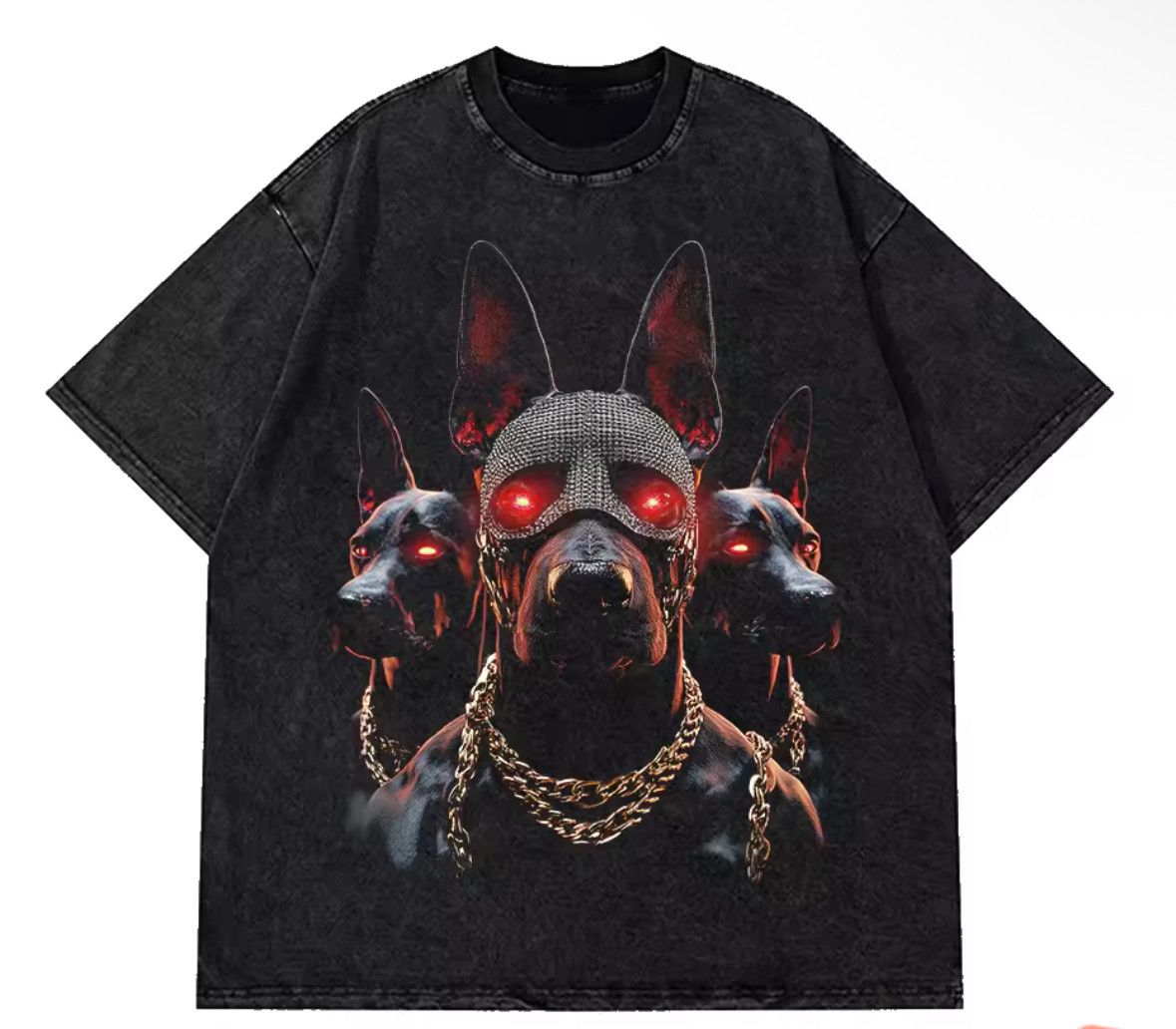 Japanese Brand Y2K Vintage Gothic Doberman Dog Print Distressed T-Shirt Size US M / EU 48-50 / 2 - 1 Thumbnail