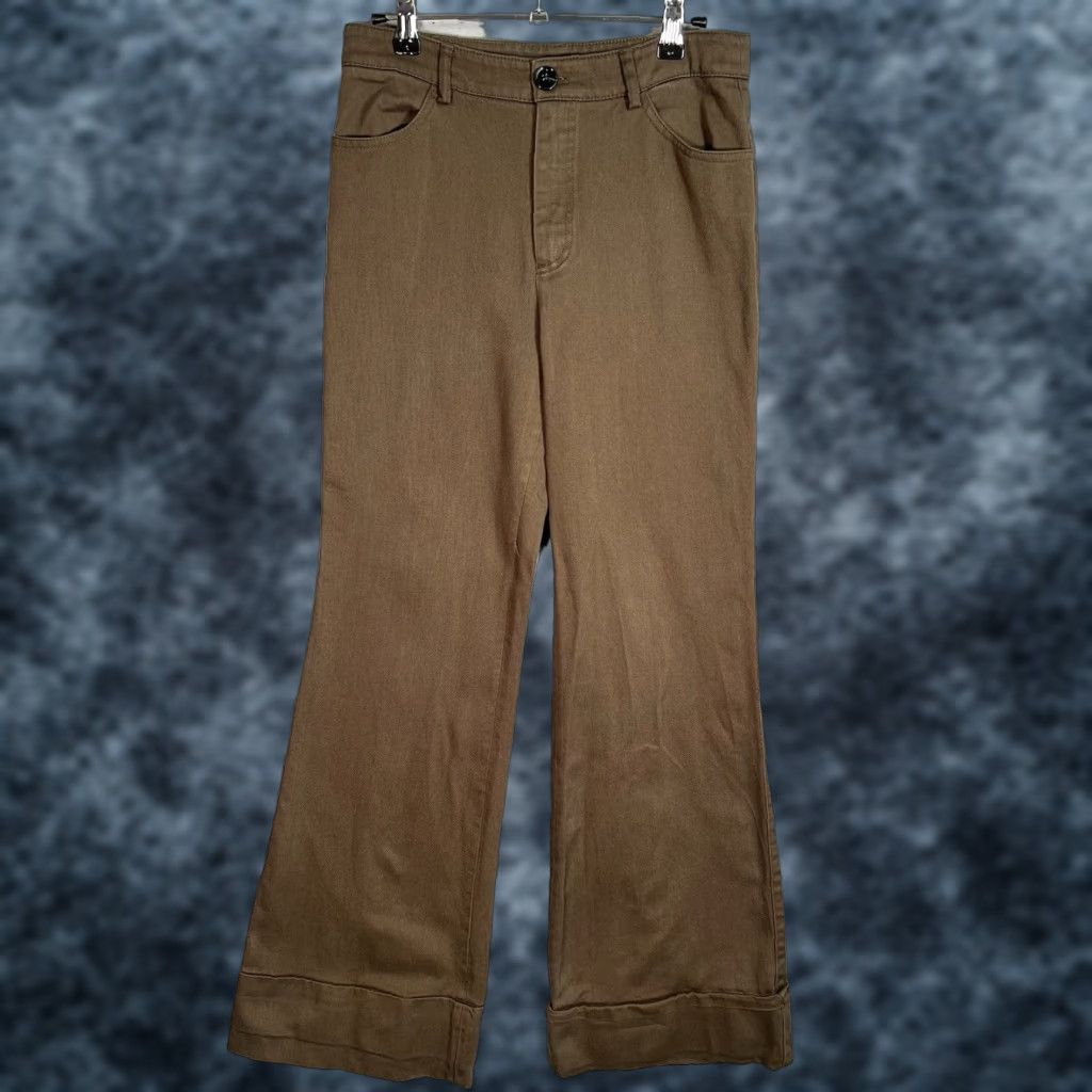 Massimo Dutti Mossimo Womens Brown Flare Leg Chino Pants Size 4 Cotton Blend Size 27" / US 4 / IT 40 - 1 Thumbnail
