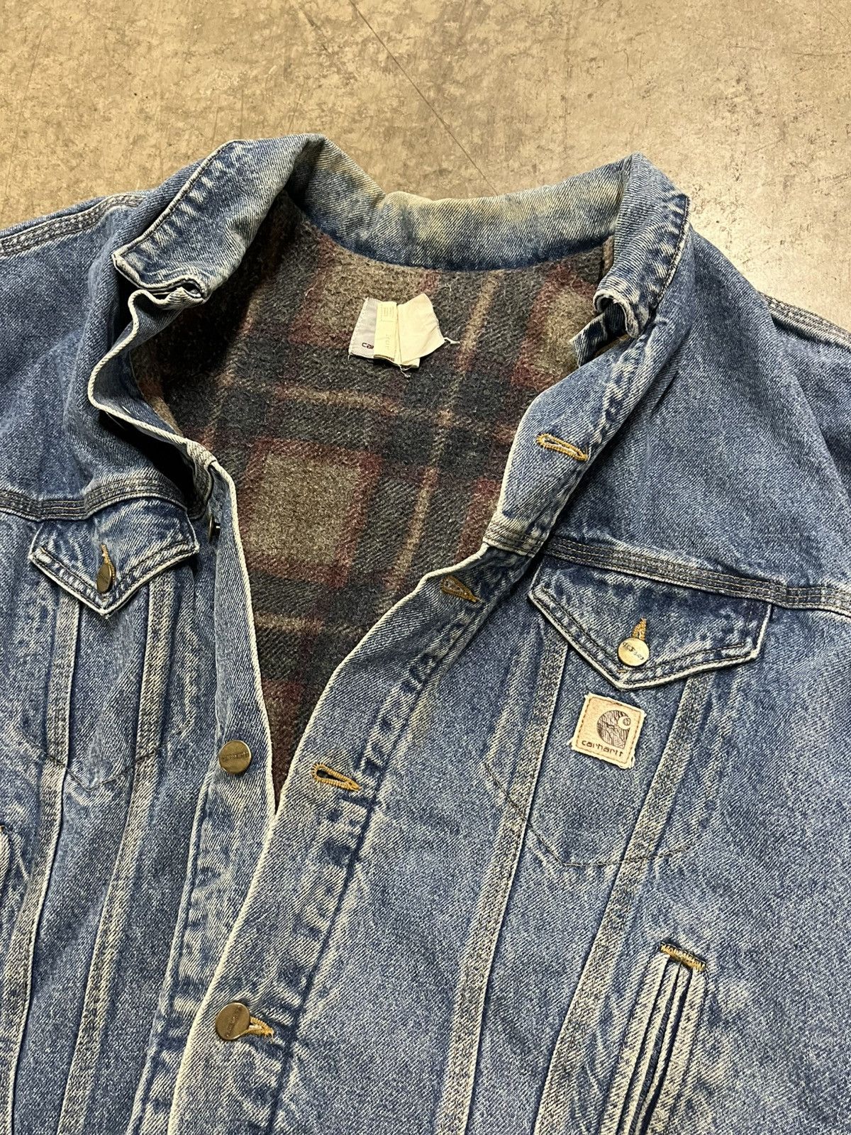 Carhartt × Vintage Carhartt denim trucker jacket blanket lined rare hype Size US XL / EU 56 / 4 - 12 Thumbnail