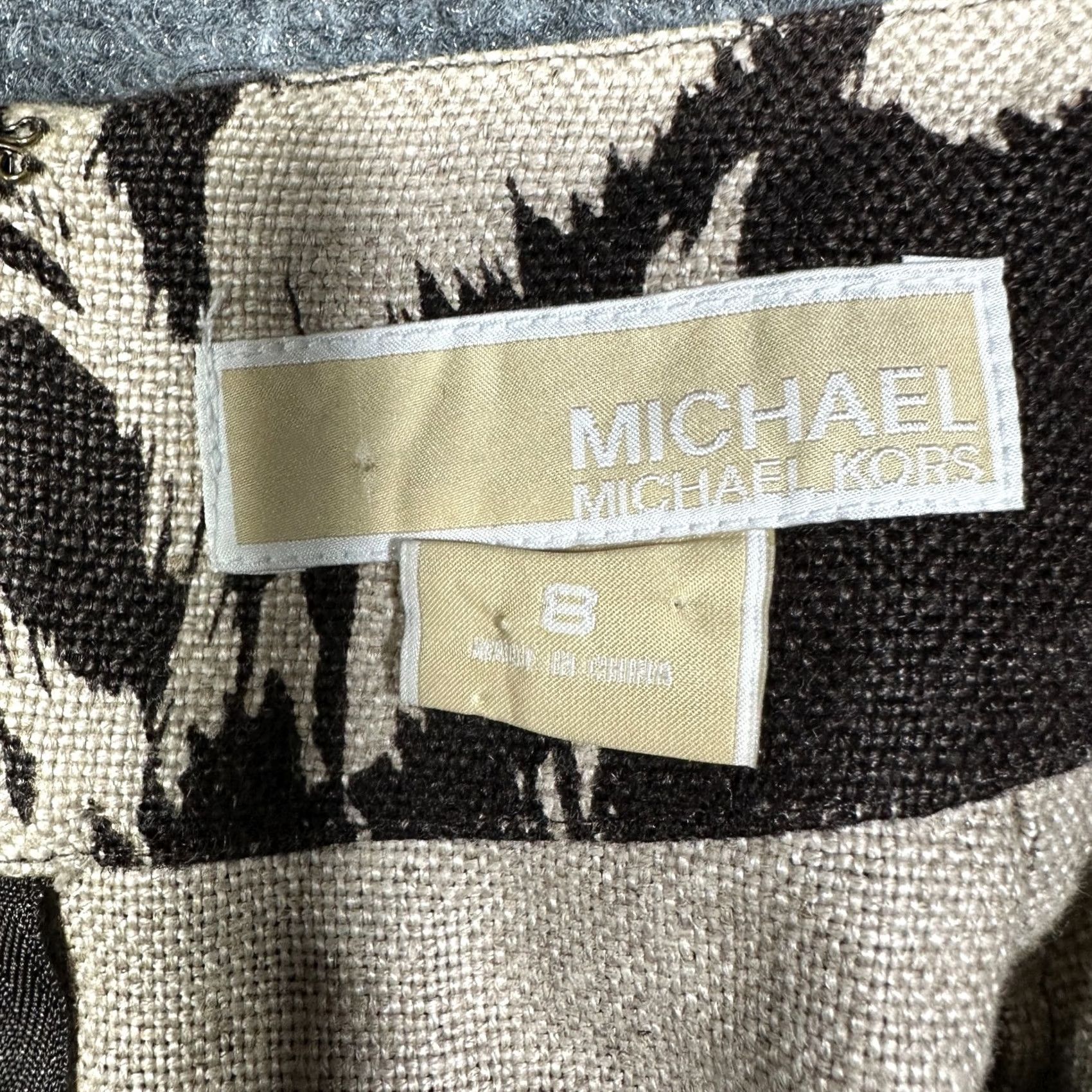 Michael Kors Michael Kors Skirt Women Brown Linen Floral Print Back Zip Pockets Size 8 Size 30" / US 8 / IT 44 - 3 Thumbnail