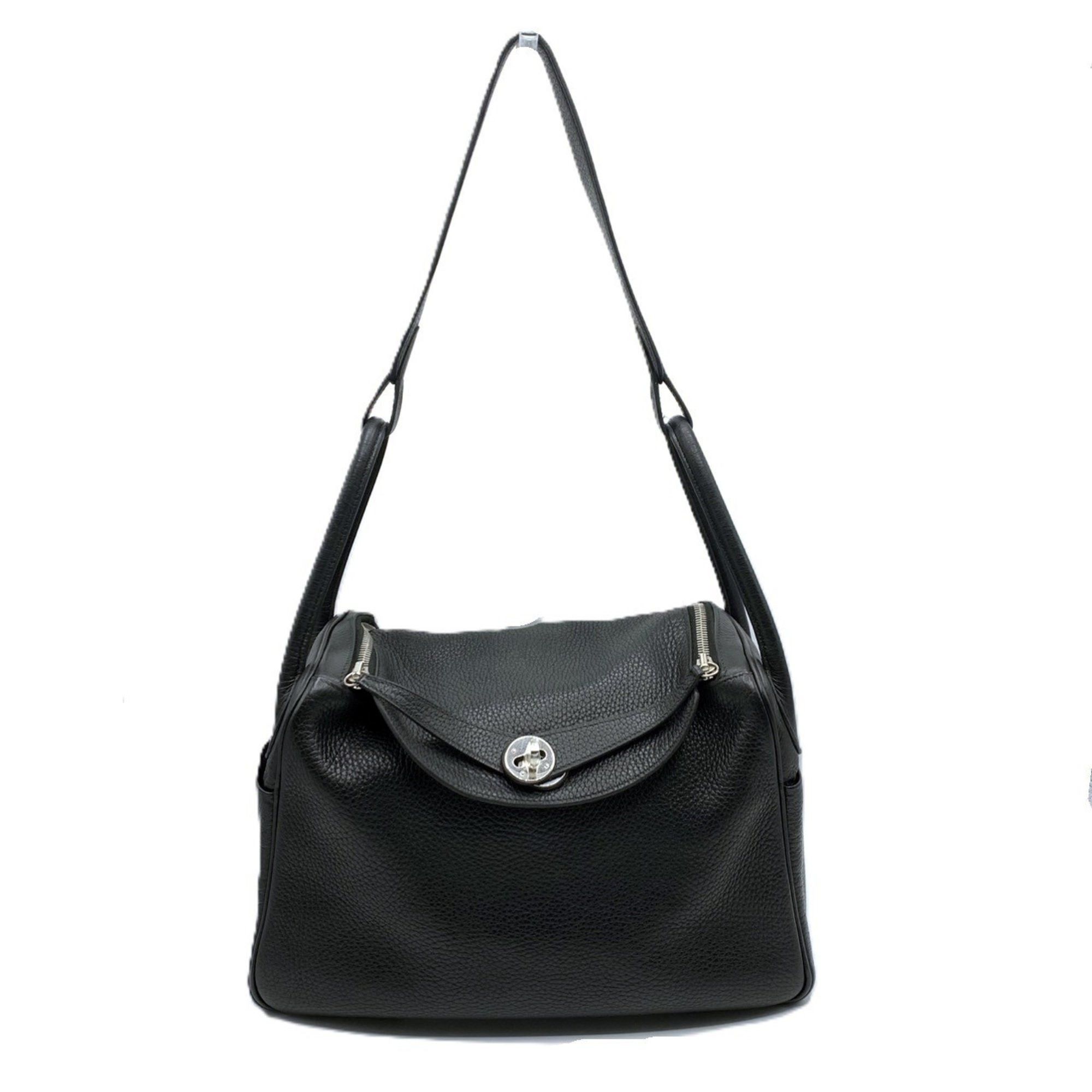 Hermes Lindy Taurillon Clemence J Stamped Bag Black Women's