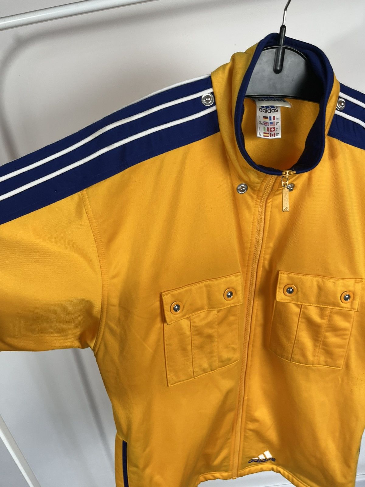 Adidas Vintage Adidas Yellow Blue Zip Track Jacket Short Sleeve S Size US S / EU 44-46 / 1 - 7 Thumbnail