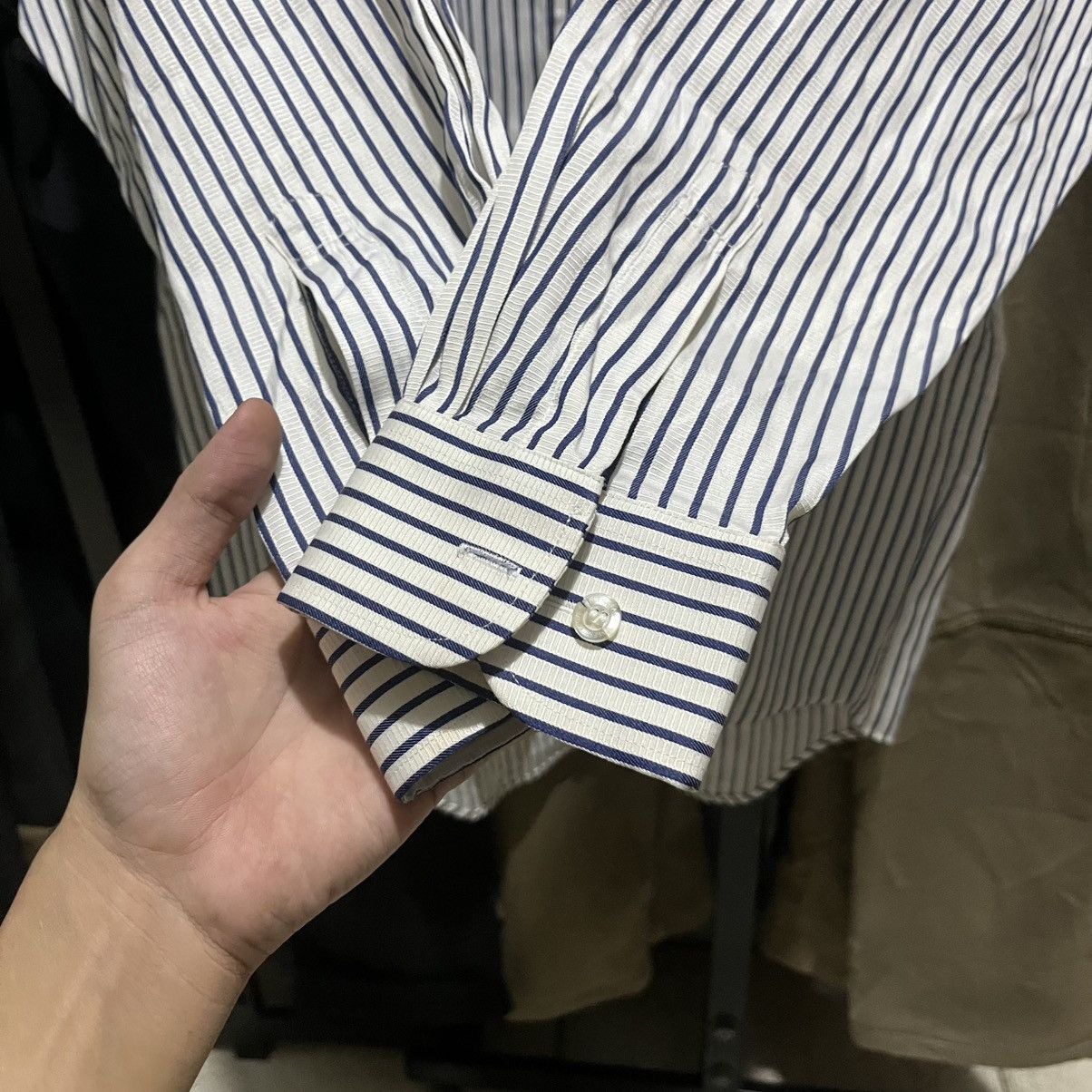 Balenciaga Vintage Balenciaga Striped Button Long Sleeve Shirt Size US L / EU 52-54 / 3 - 6 Thumbnail