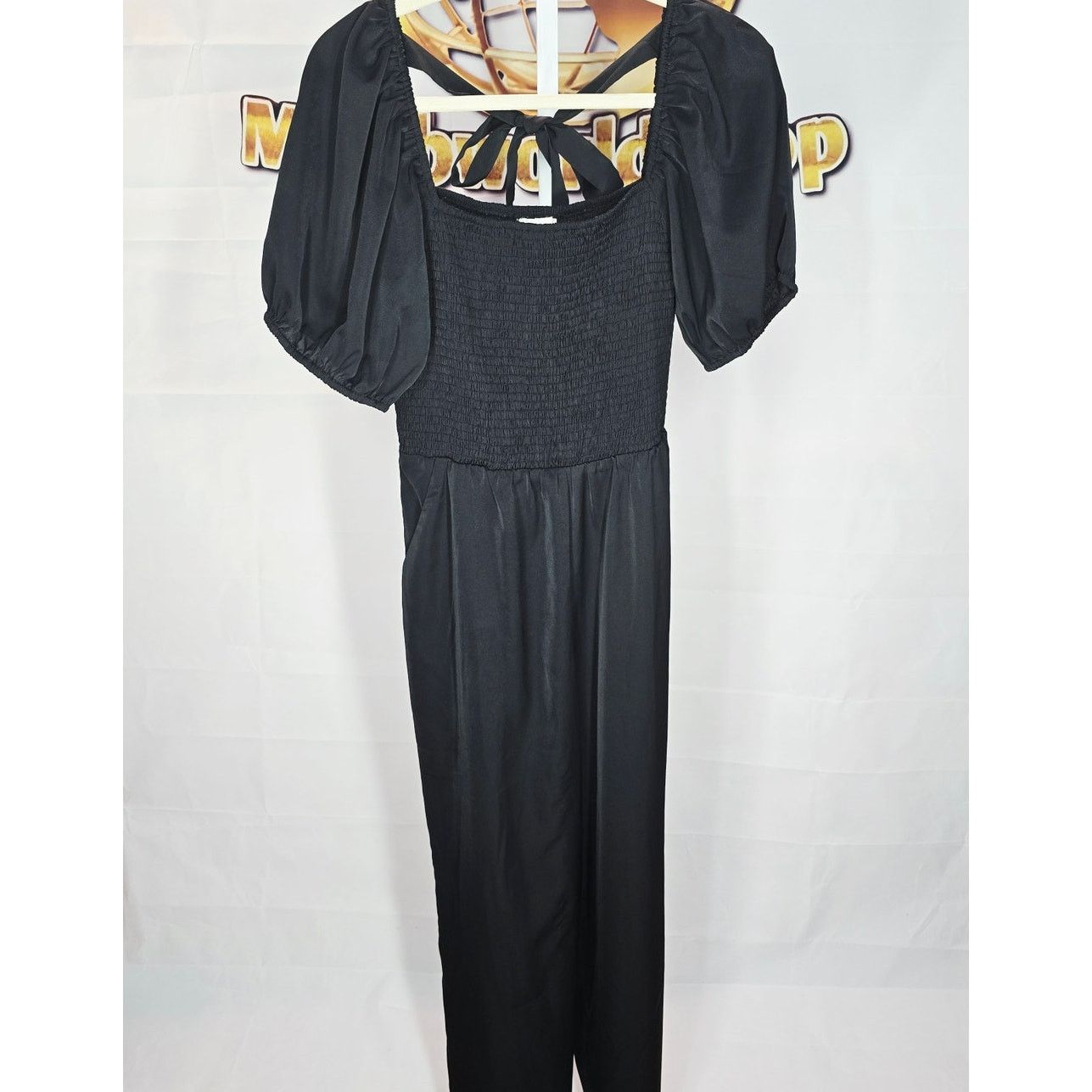 Other Welove Fashion Black Puff Sleeve Smocked Romper Jumpsuit L Size 34" / US 12 / IT 48 - 2 Thumbnail