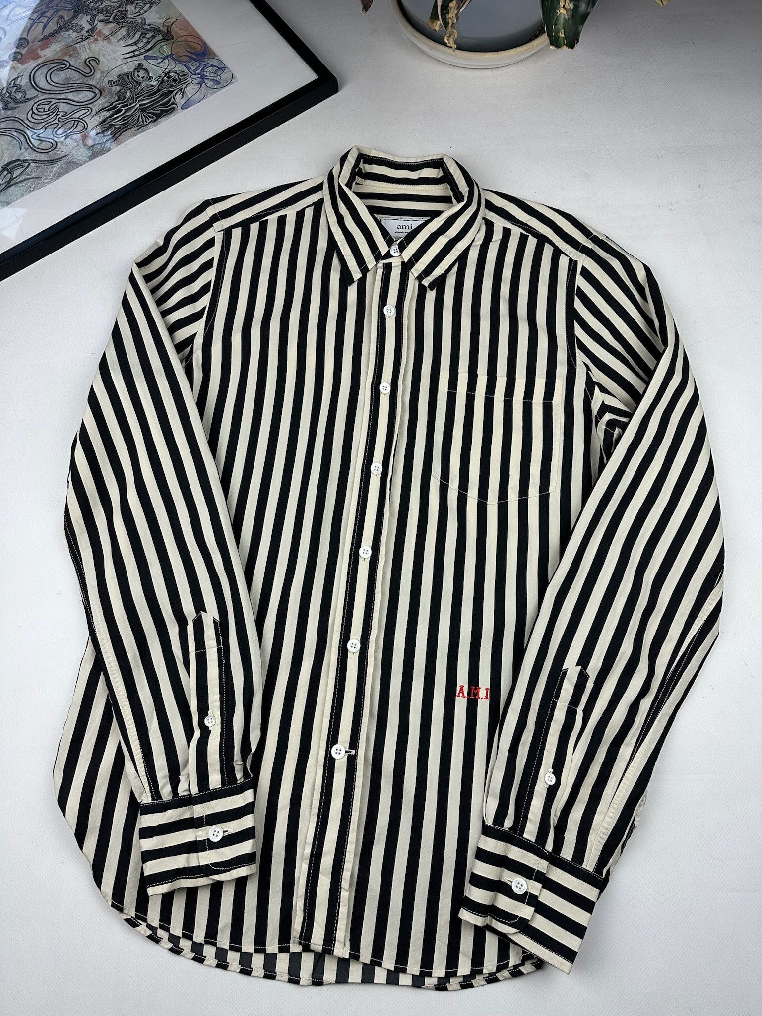 AMI AMI stripe shirt sleeve shirt Size US M / EU 48-50 / 2 - 2 Thumbnail
